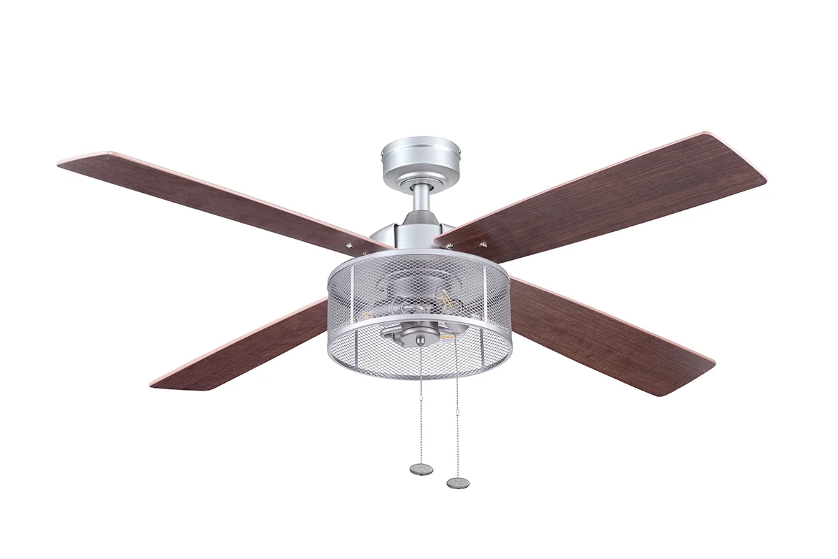 Better Homes & Gardens 52' Pewter Indoor Ceiling Fan with Light, 4 Blades, Pull Chains & Reverse Airflow