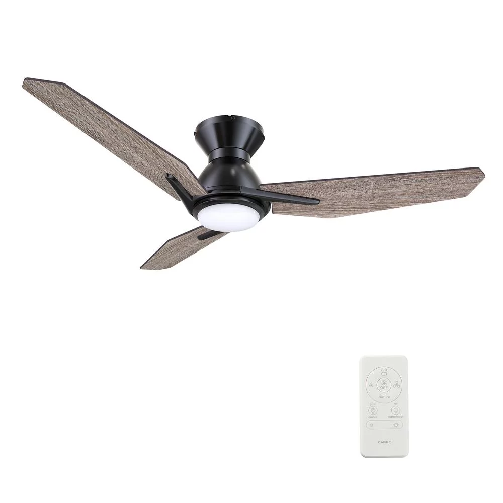Carro Calen 44-inch Smart Ceiling Fan with Remote, Light Kit Included, Black Finish