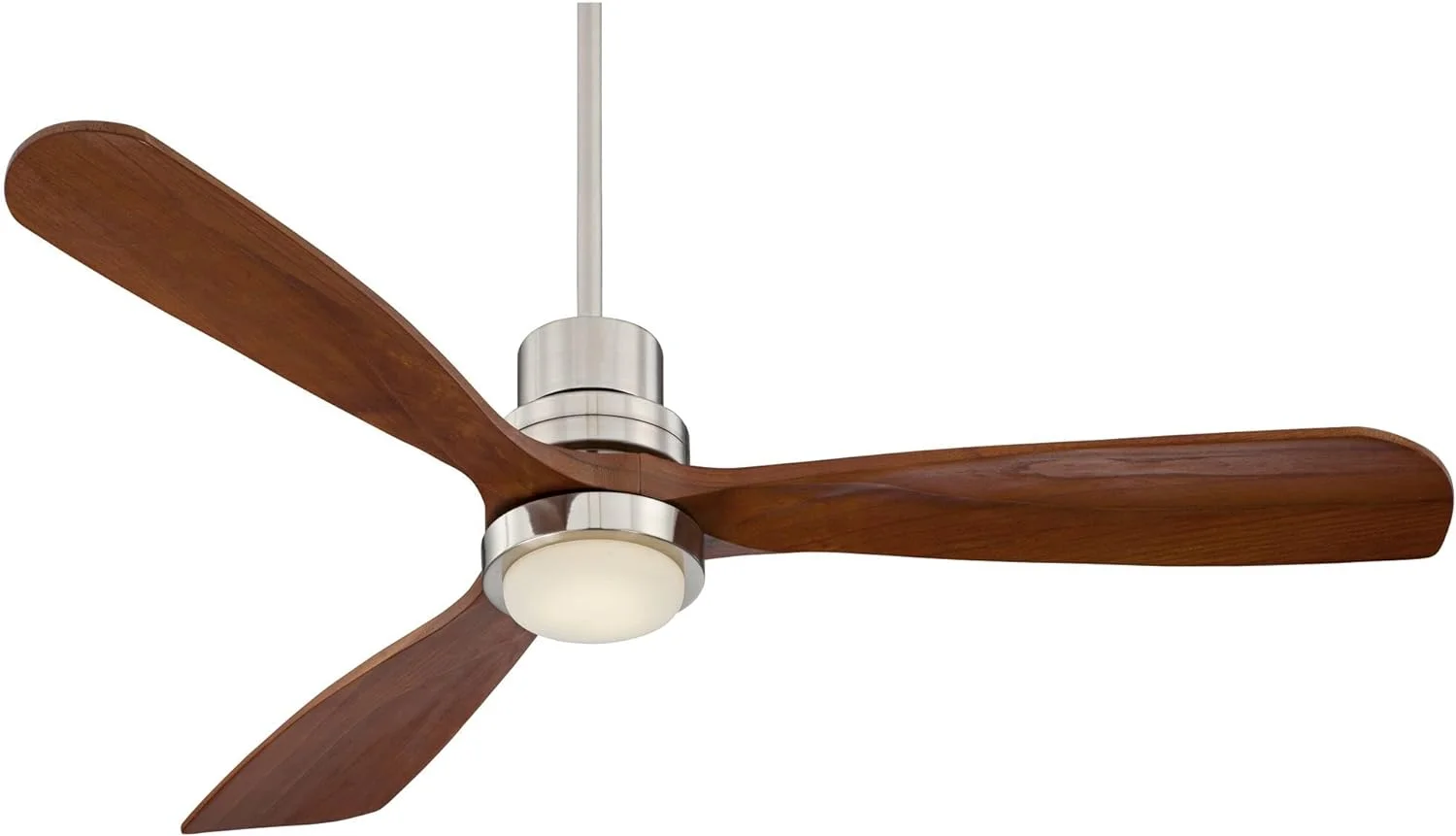 AUCHI 52' Delta-Wing DC Rustic Farmhouse 3 Blade Indoor Ceiling Fan with LED Light Remote Control Brushed Nickel Walnut Wood for Living Kitchen Bedroom Family Dining Office Room