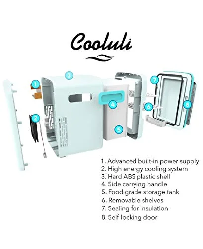 Cooluli Classic White 10 Liter Compact Portable Cooler Warmer Mini Fridge for Bedroom, Office, Dorm, Car - Great for Skincare & Cosmetics (110-240V/12V)