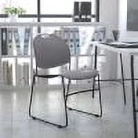Flash Furniture 5 Pack HERCULES Series 880 lb. Capacity Gray Ultra-Compact Stack Chair with Black Powder Coated Frame