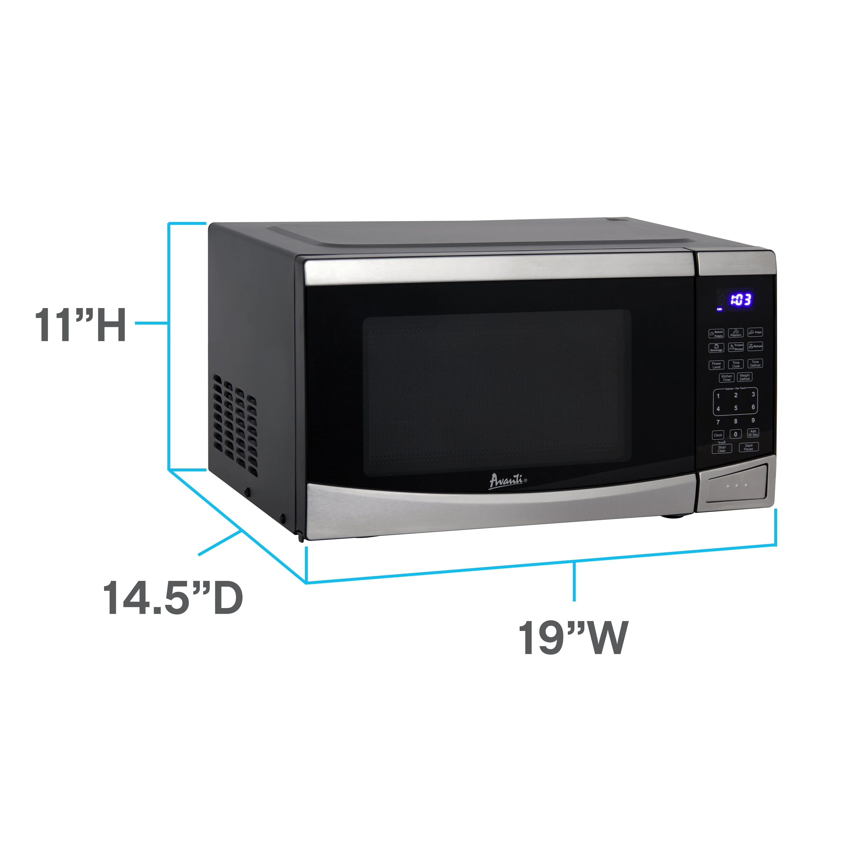 Avanti Countertop Microwave Oven, 0.9 cu. ft., in Stainless Steel (MT09V3S)