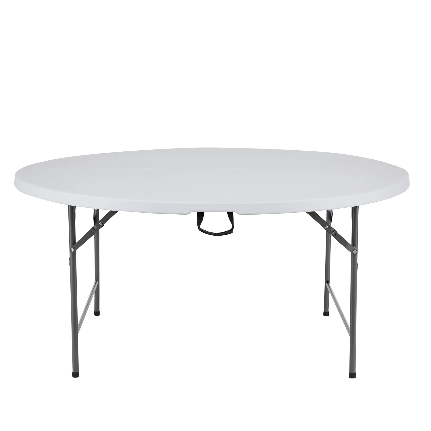5 ft Round Folding Table Bi-Fold Resin Table with Carrying Handle Round Dinner Table Round Banquet Table Folding Leg - White
