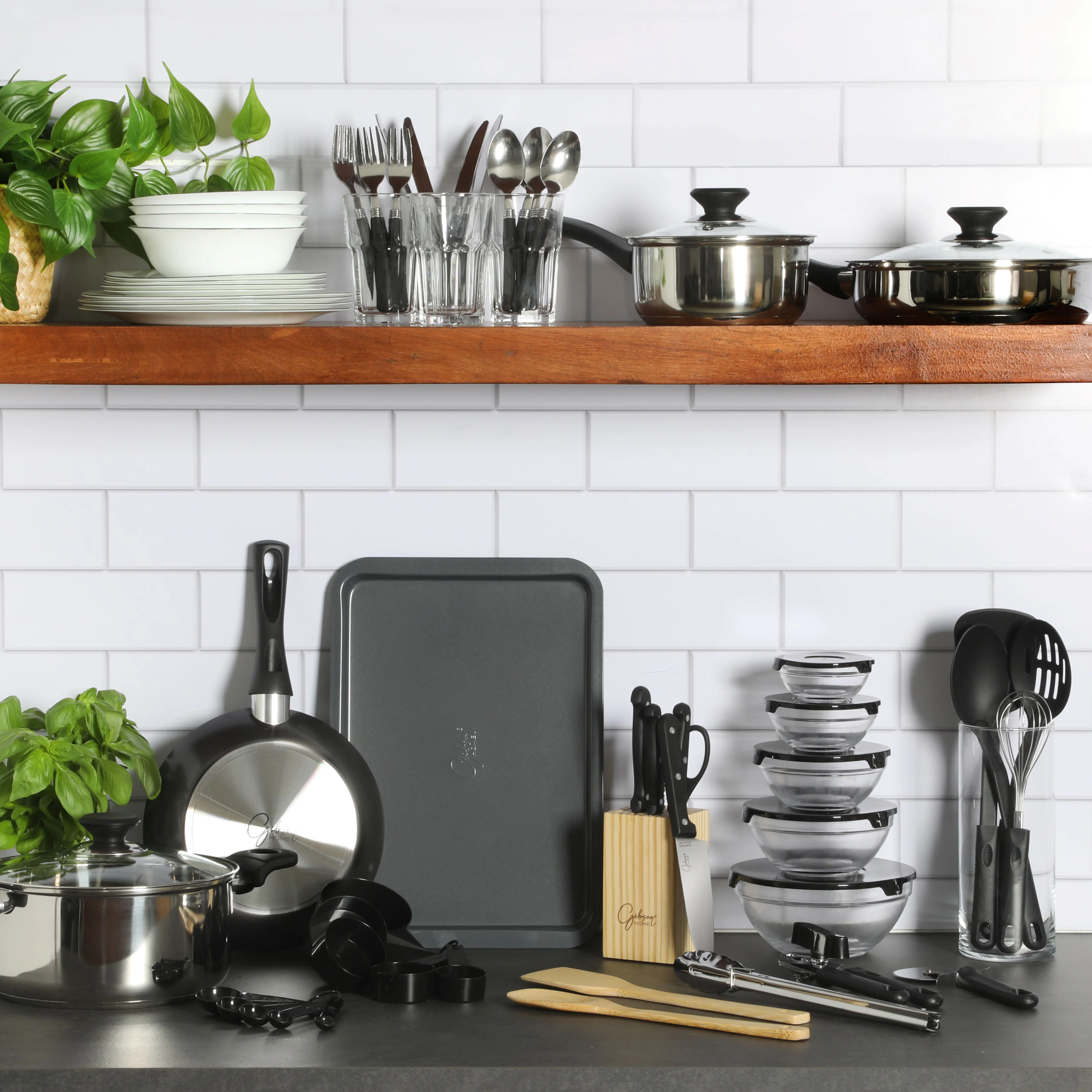 Gibson Home 71-Piece Stainless Steel Silver Cookware Combo Set