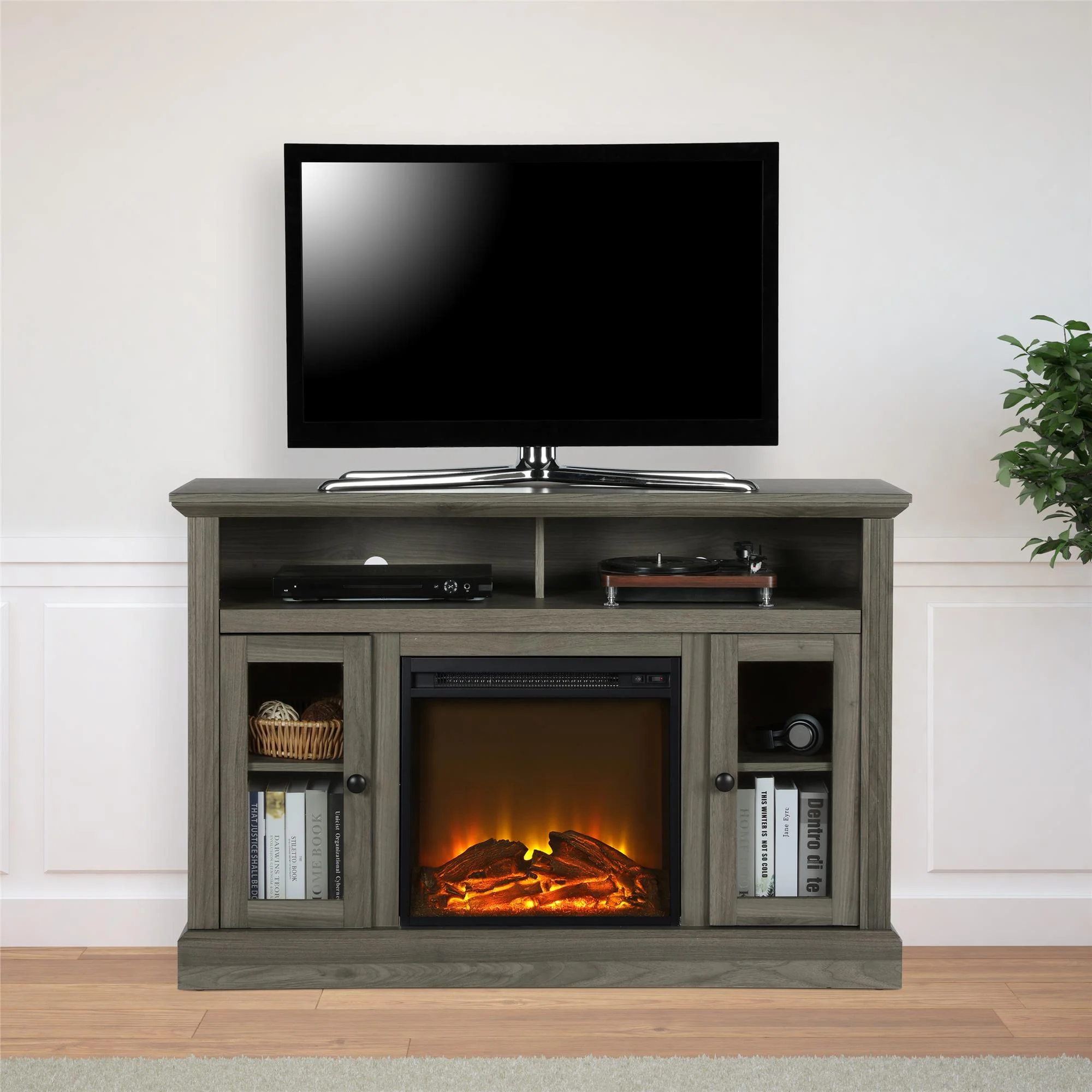 Ameriwood Home Leesburg Electric Fireplace TV Console for TVs up to a 50