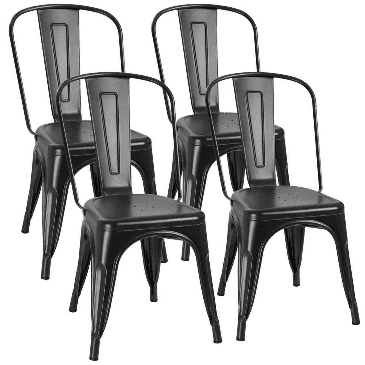 Furmax Set of 4 Metal Dining Chairs, Yellow