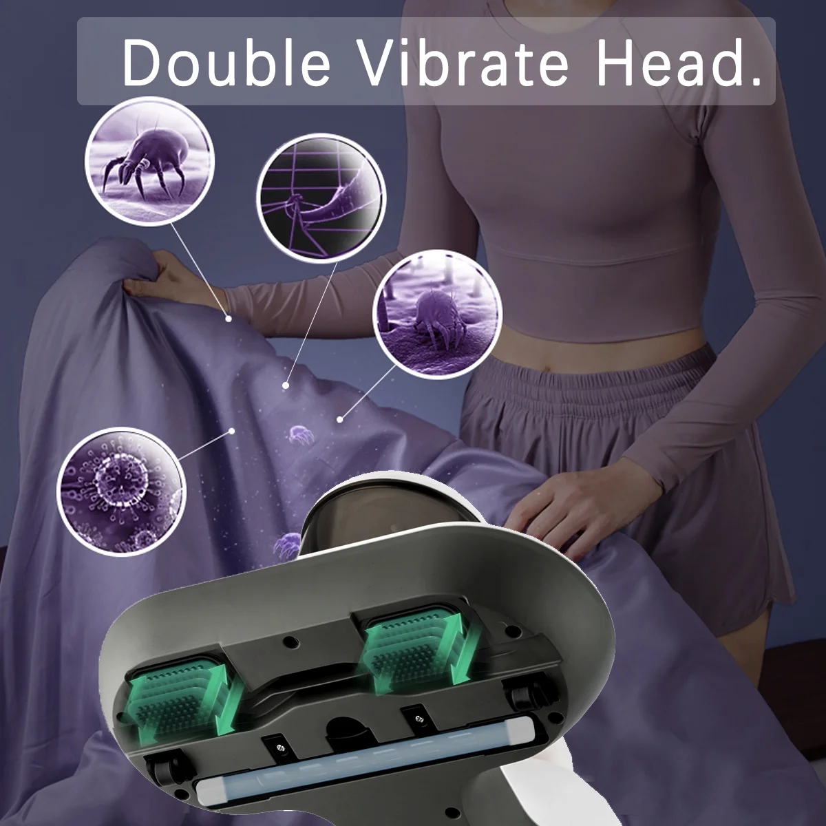 Bed Vacuum Cleaner, Mattress Vacuum Cleaner with 12KPa Powerful Suction Handheld UV Bed Vacuum Effectively Clean Up Mattress, Pillows, Cloth Sofas, and Carpets, Red