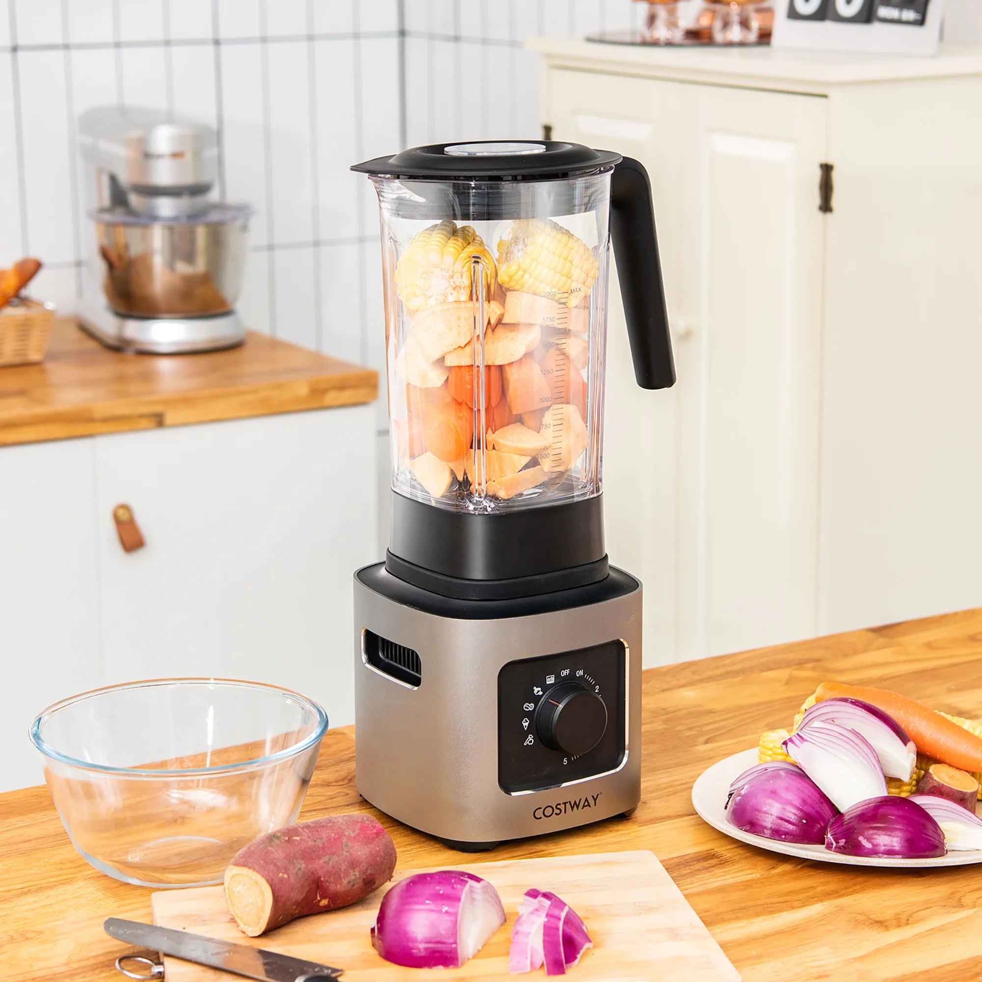 Costway 1500W 5 Speed Countertop Smoothie?Blender with 5 Presets & 68oz Tritan Jar