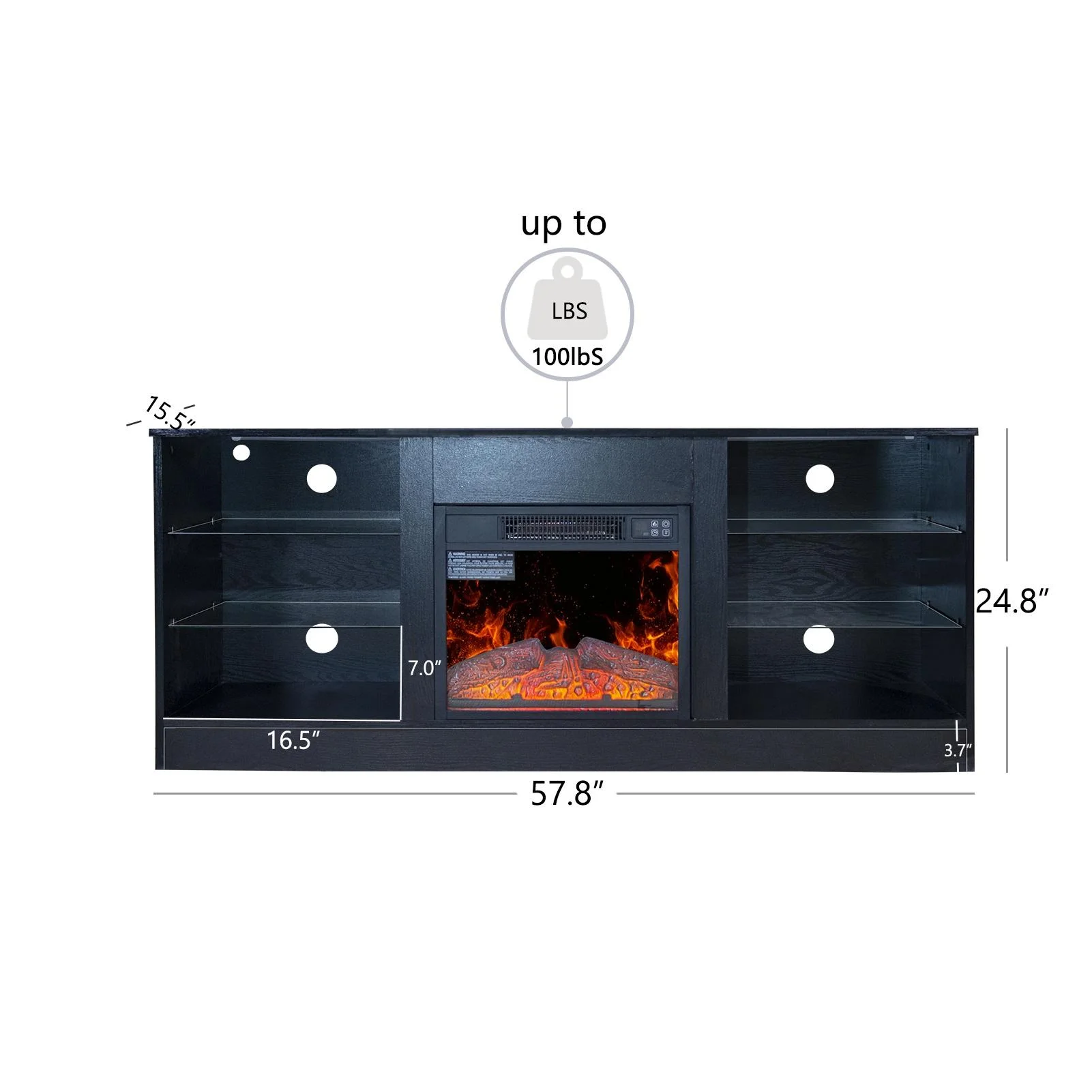 Brown Electric Fireplace Heater TV Stand for TVs Up to 70