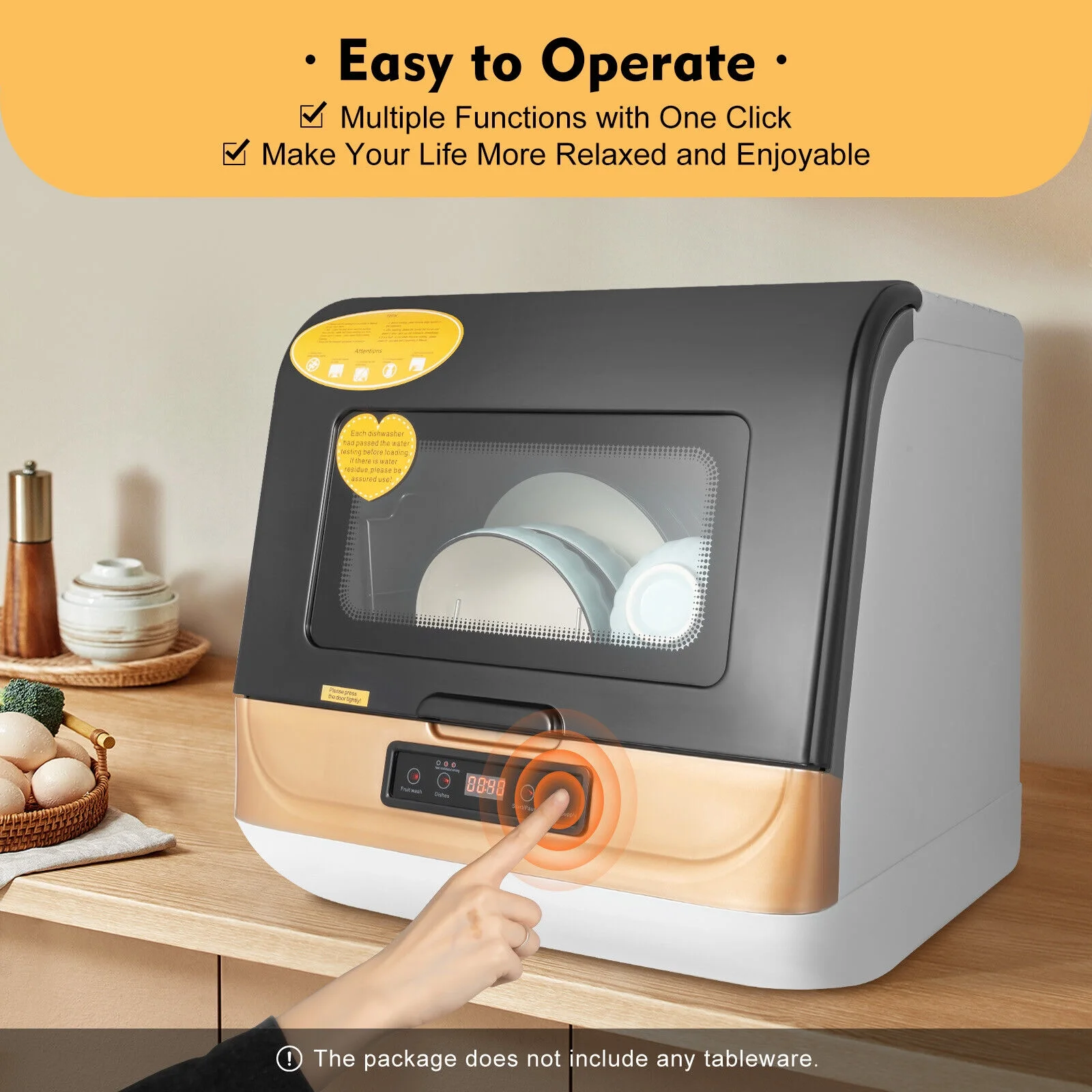 Compact Countertop Dishwasher Portable Mini Dish Washer 4 Washing Programs 110V