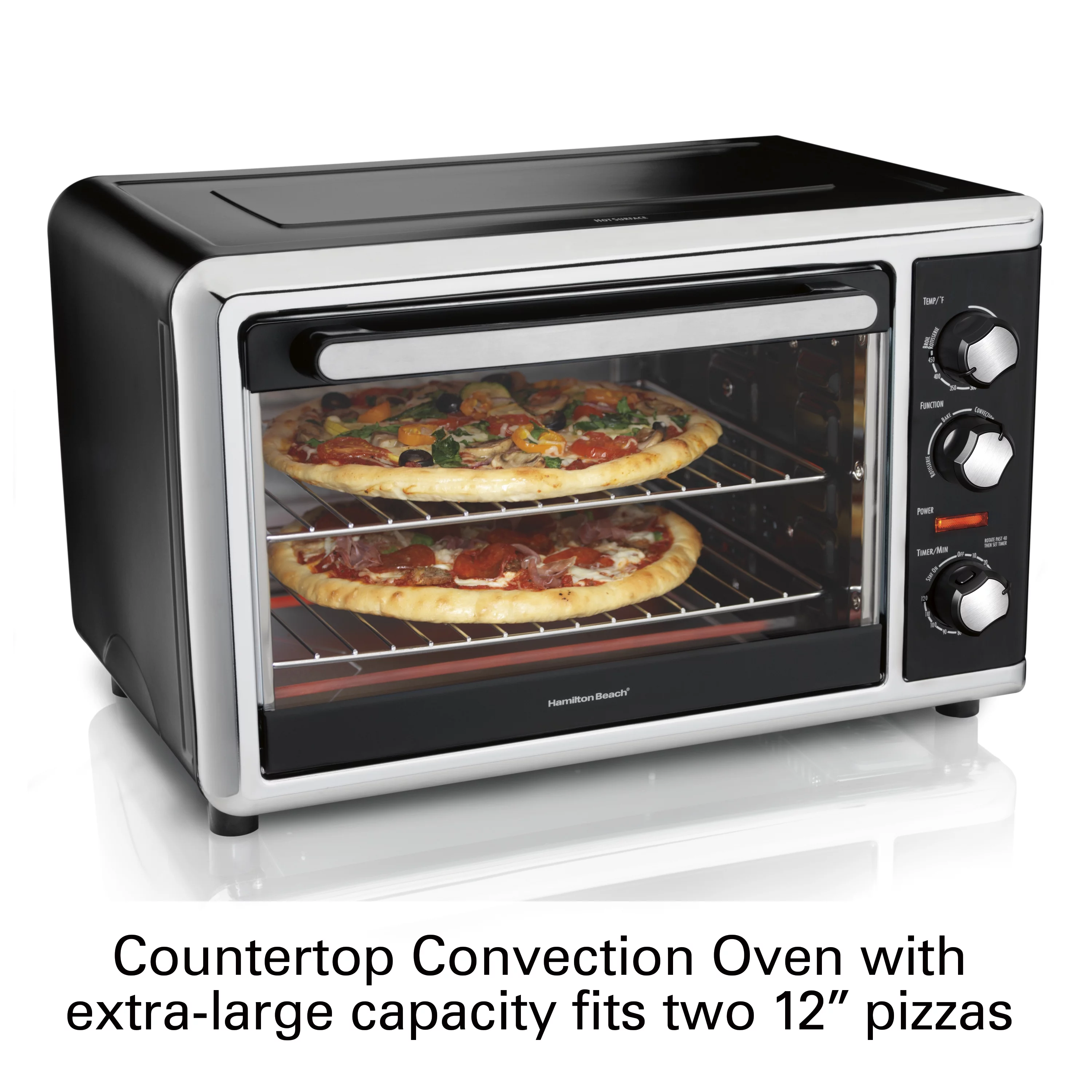 Hamilton Beach Countertop Oven with Convection and Rotisserie, Baking, Broil, Extra Large Capacity, Silver, 31105