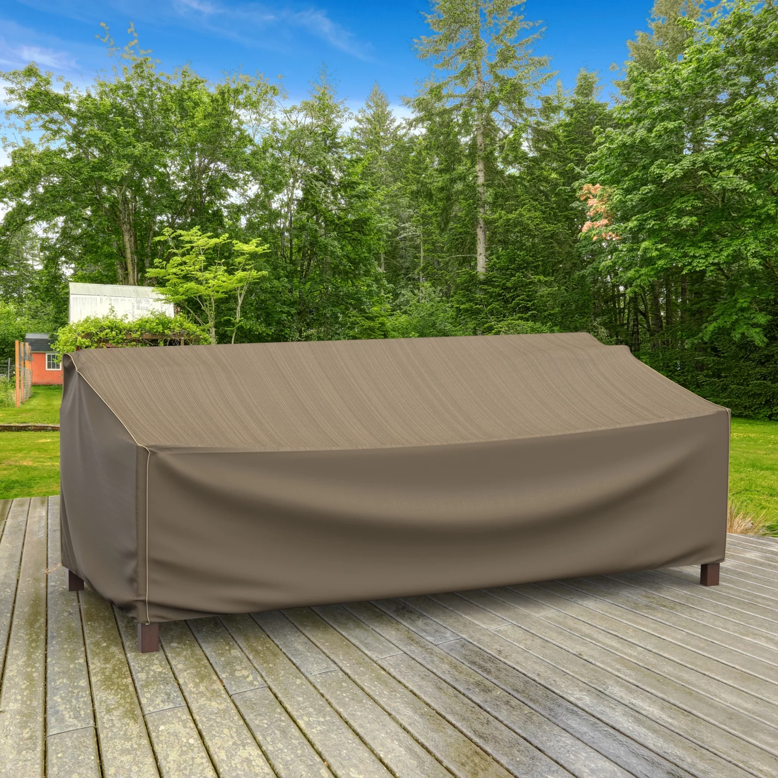 Budge 88'Wx36'L Black and Tan Patio Sofa Cover, StormBlock? Hillside