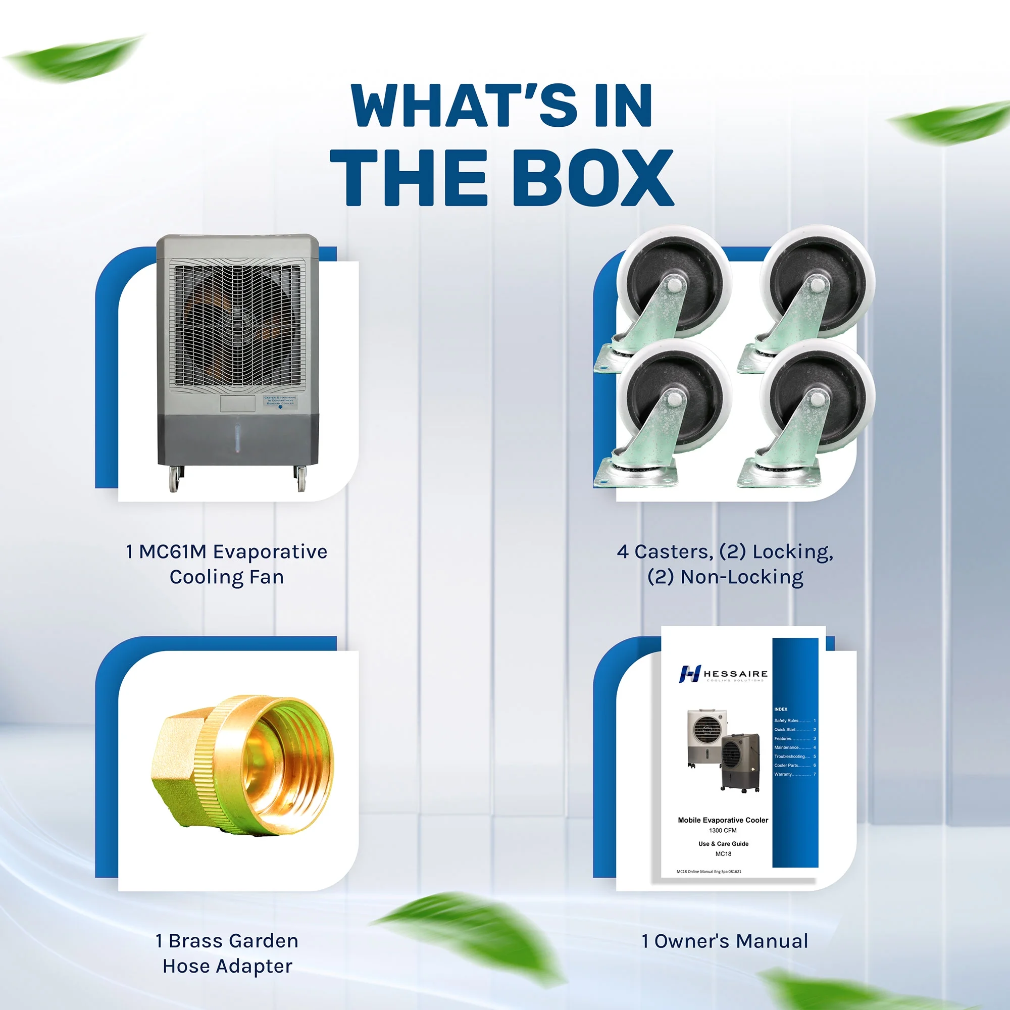 Open Box Hessaire MC61M Portable 1,600 Sq Ft Evaporative Swamp Air Cooler