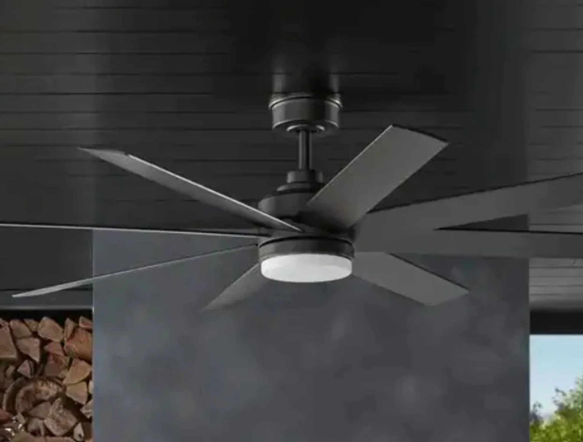 Home Decorators Collection Celene 62 in. LED Indoor/Outdoor Matte Black Ceiling Fan with Light and Remote Control with Color Changing Technology YG908A-MBK