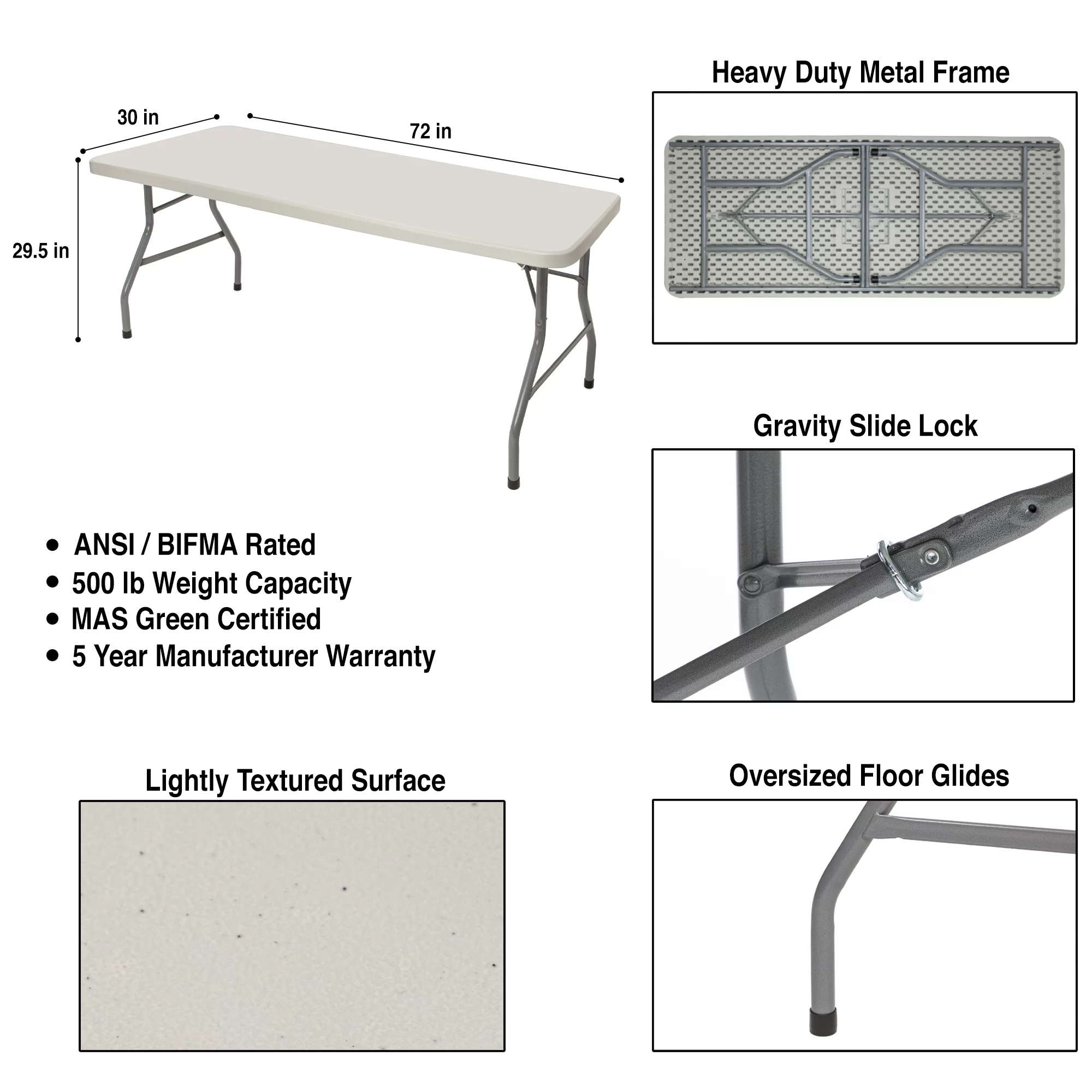 Hampden Furnishings Baldwin Collection 6 Foot Folding table, 30' x 72