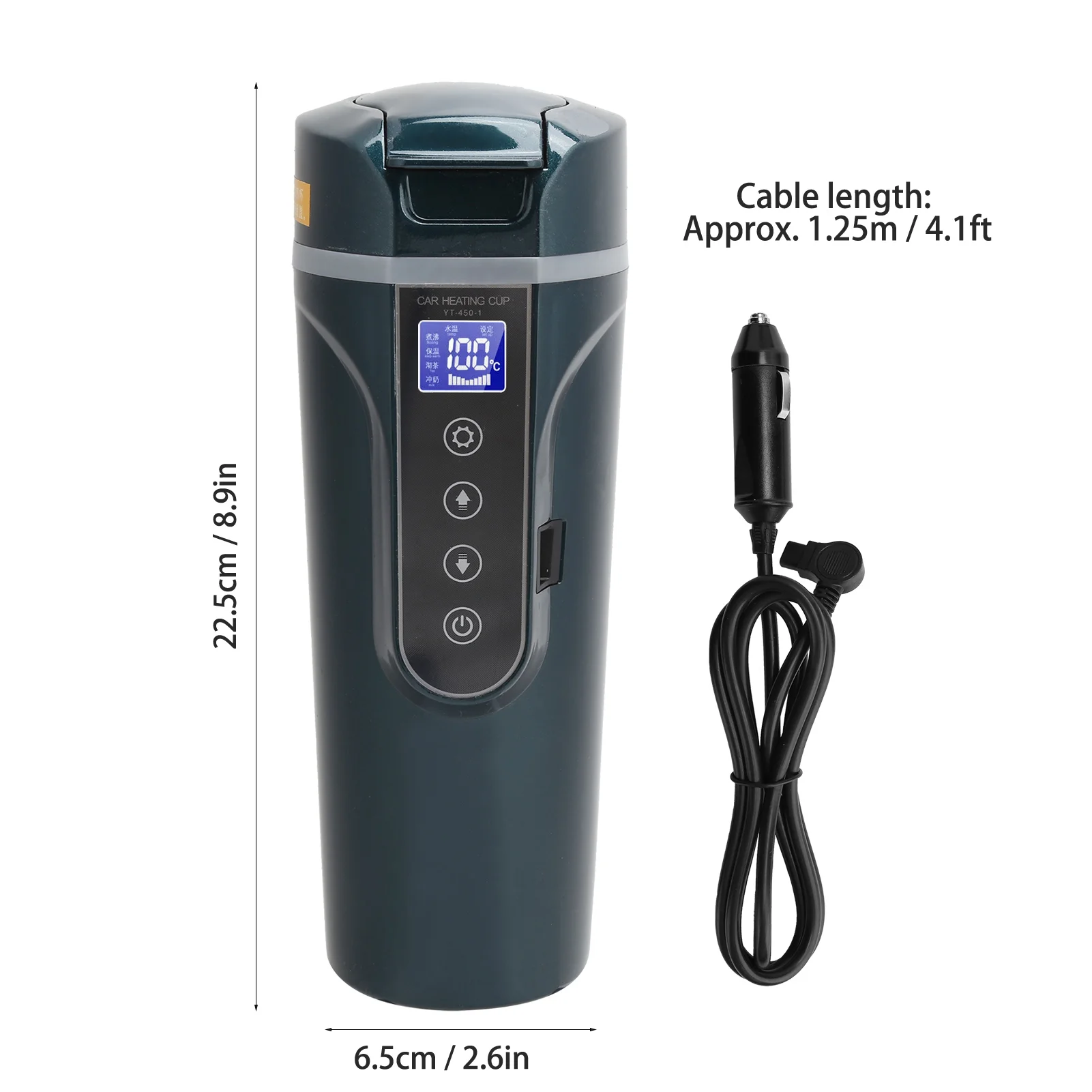 Car Kettle Water Boiler, Smart Screen Display Car Water Boiling Cup, 500ml Car Portable Electric Kettle, Fast Boiling Bottle Suitable for Car Camping and Road Trips