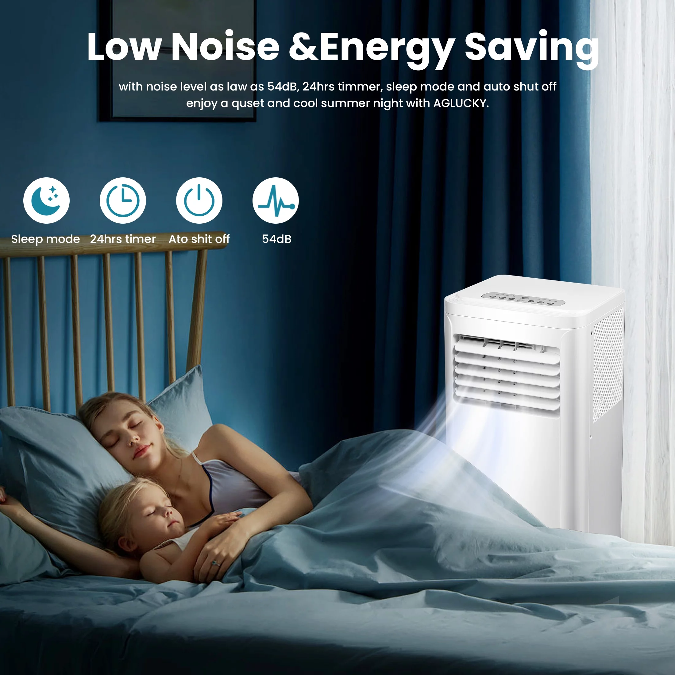 Auseo 5,000 BTU (8,000 BTU ASHRAE) Portable AC, 3-in-1 with Dehumidifier/Fan/Sleep Modes