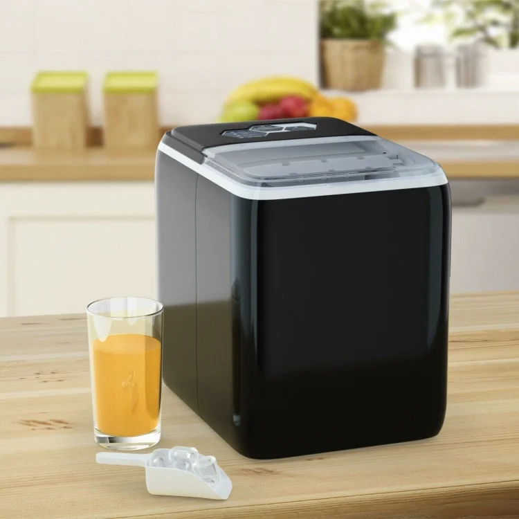 Canddidliike 44 lbs Portable Countertop Ice Maker Machine with Scoop-Black, Electric Portable Compact Countertop Automatic Ice Cube Maker Machine for Home/Kitchen/Office