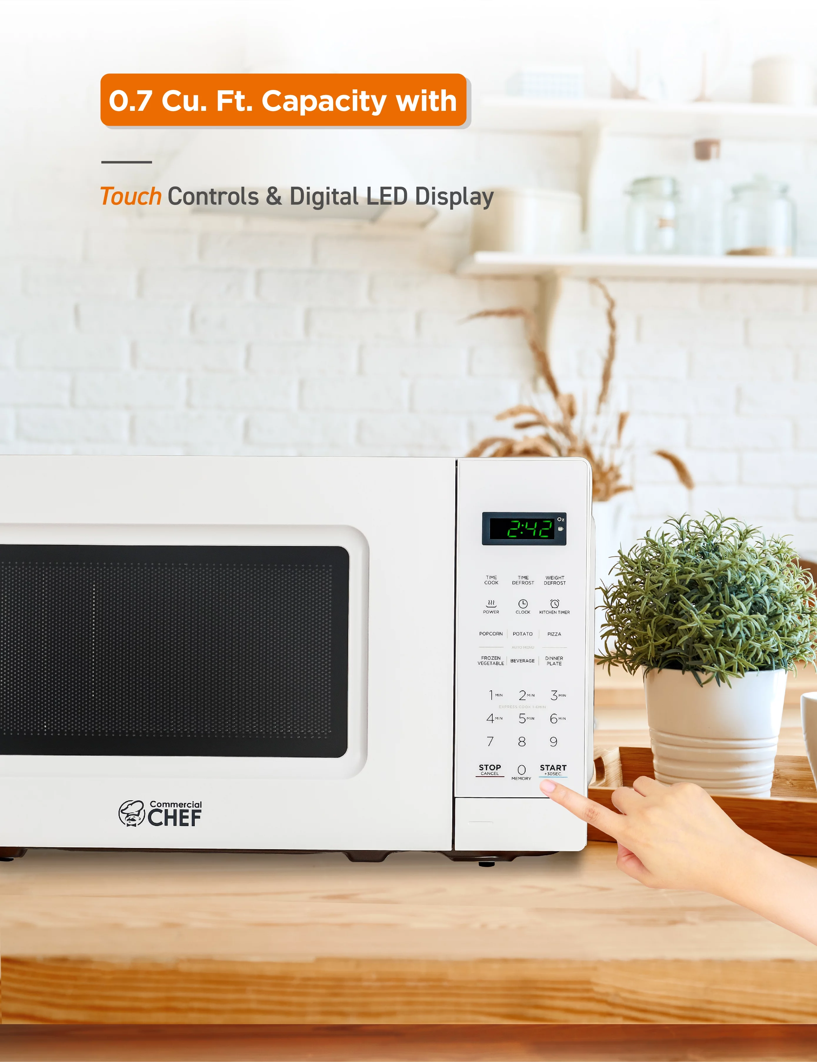 COMMERCIAL CHEF CHM7MW Small Microwave 0.7 cu. ft. With 10 Power Levels