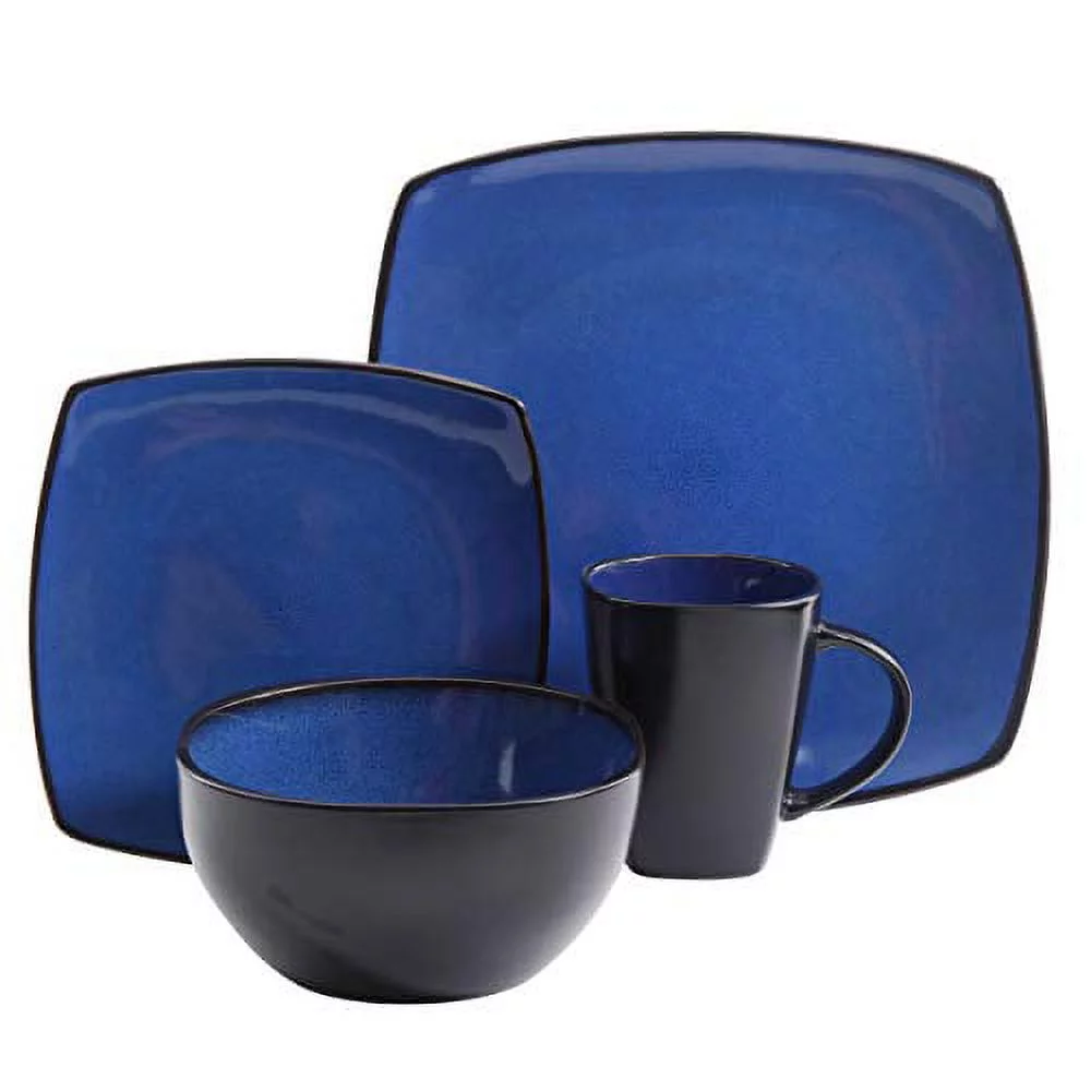 Gibson Soho Lounge Square 16-Piece Dinnerware Set - Sapphire