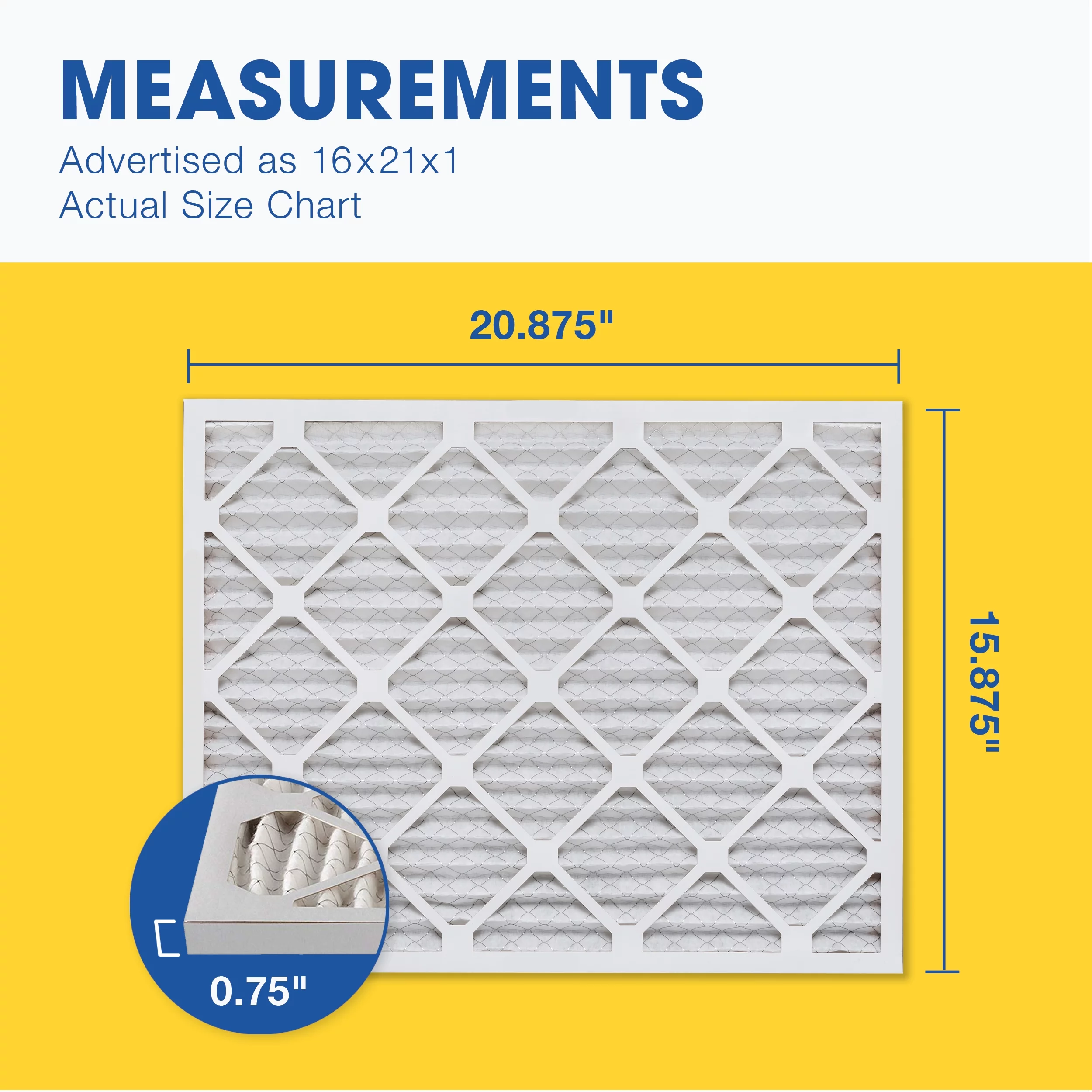 Aerostar 16x21x1 MERV 8 Pleated Air Filter, AC Furnace Air Filter, 6 Pack