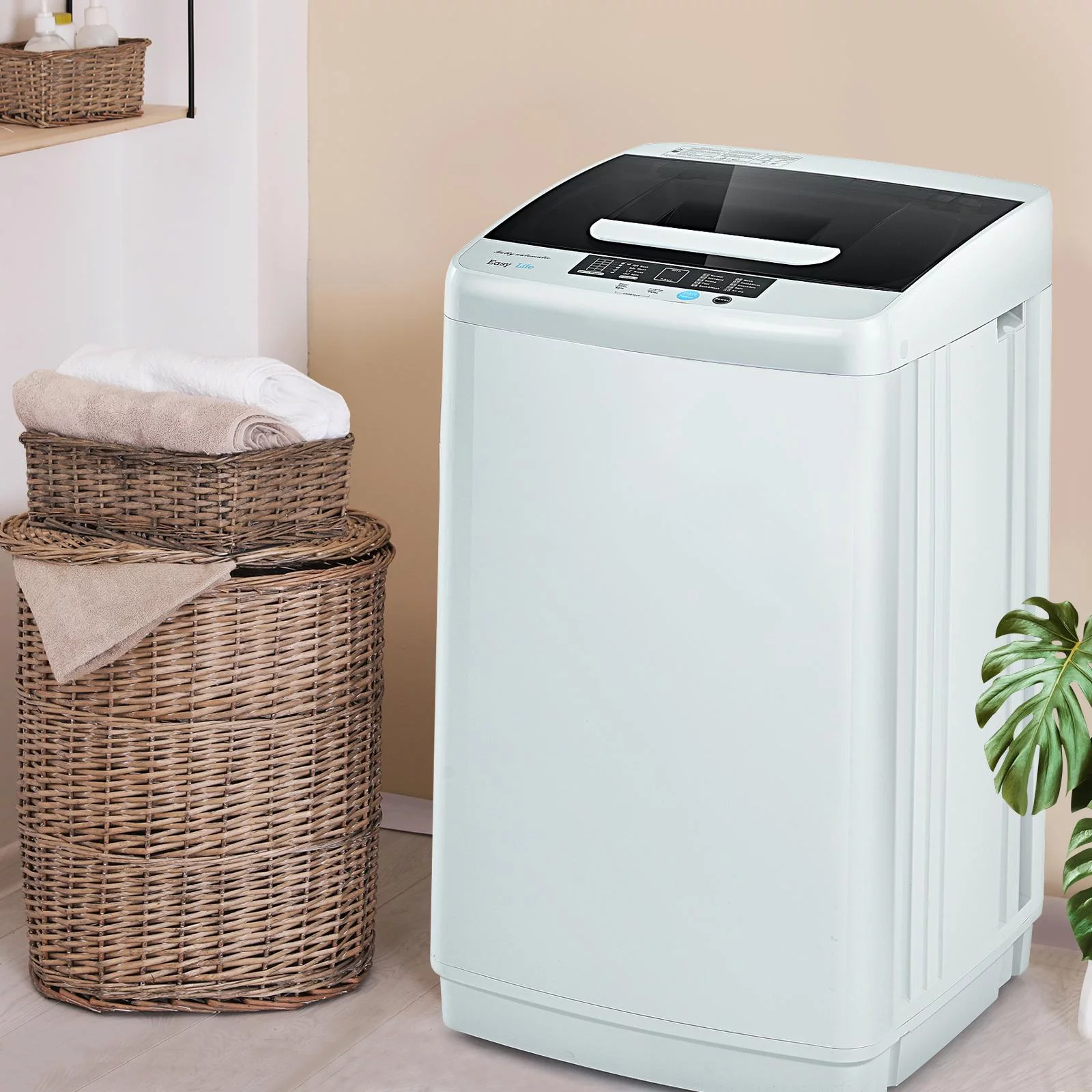 Giantex Full Automatic Washing Machine, 8.8lbs Portable Washer and Spin Combo, 1.04cu.ft Portable Laundry Washer, Top Load Washer for Apartment/RV/Dorm