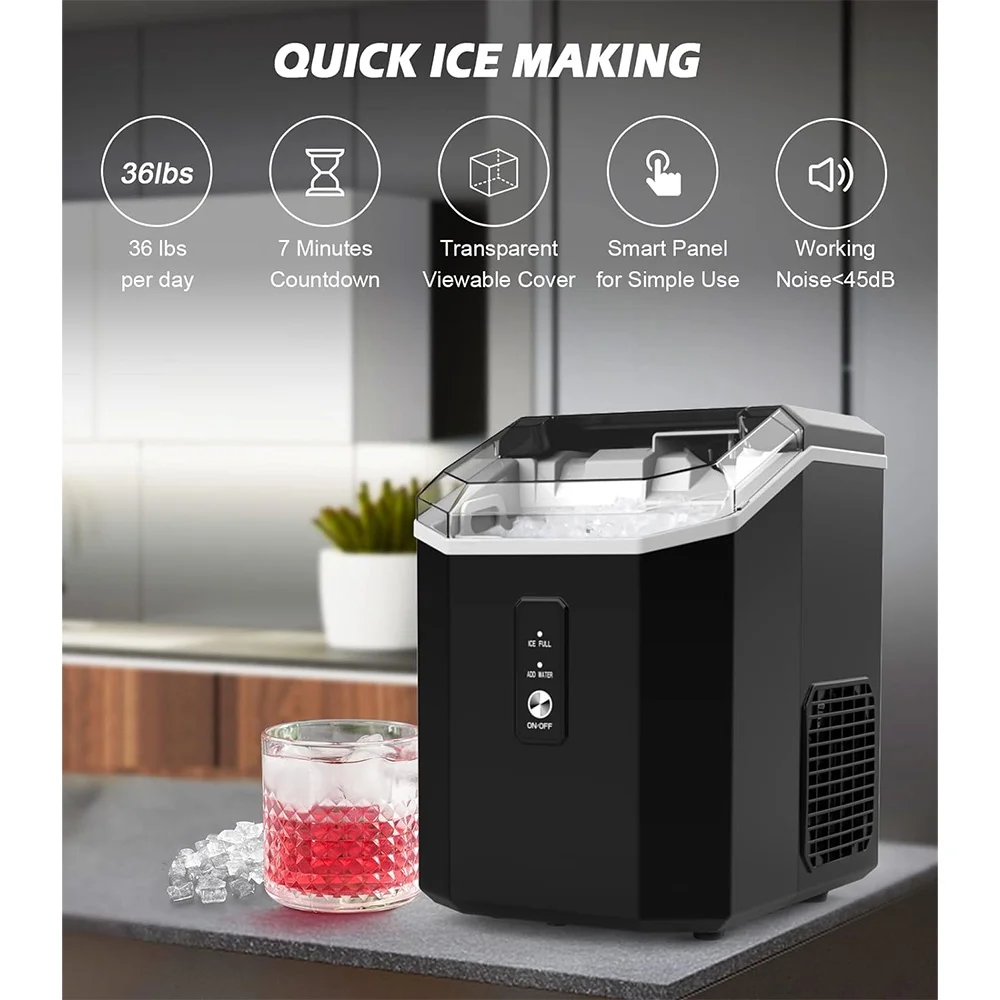 Countertop Ice Makers w/LED Display,Portable Ice Machine w/Ice Scoop & Bag,Black