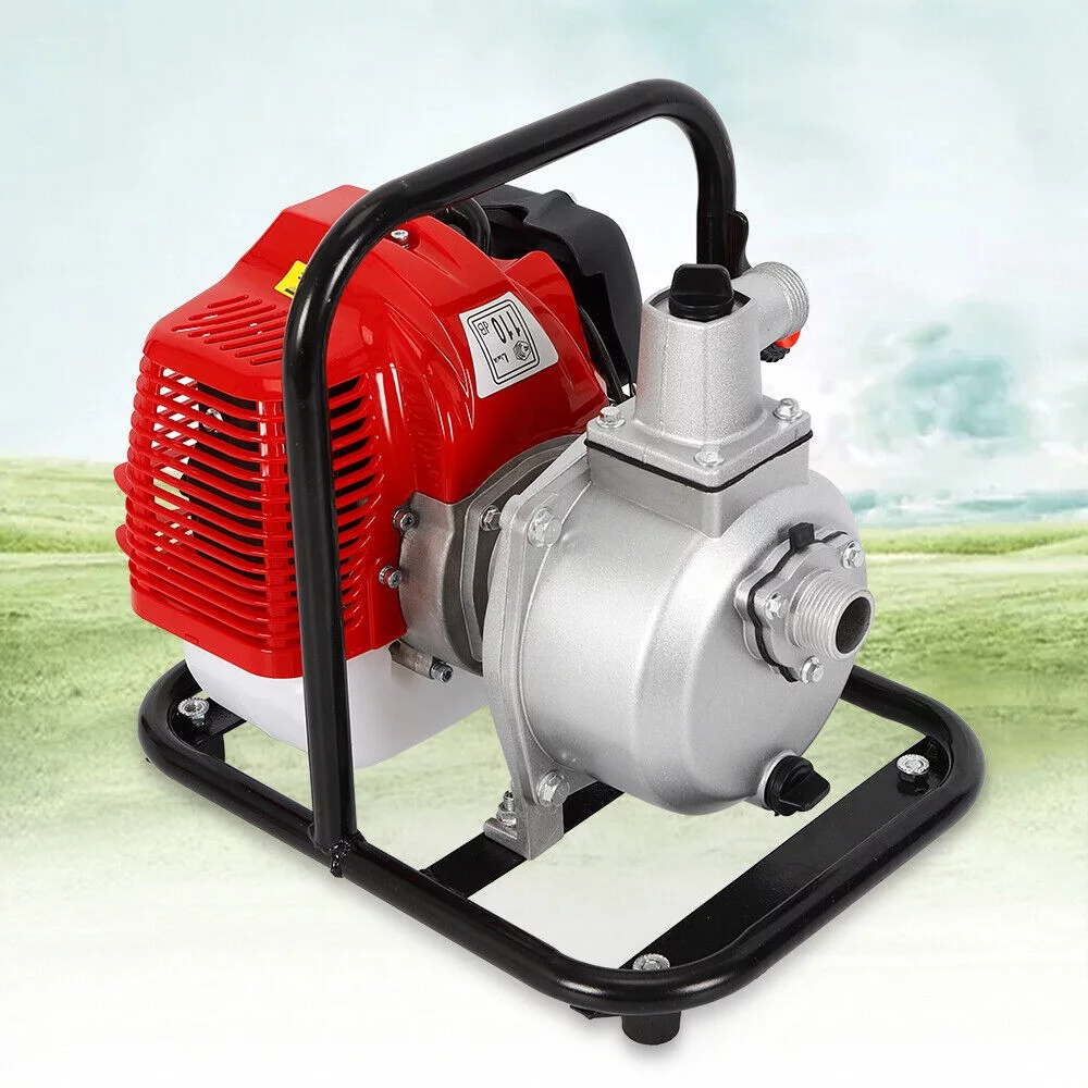 Gas Powered Water Pump 1 Inch 1.7HP 2 Stroke Petrol Water Transfer Pump 1.25kw/6500 rpm