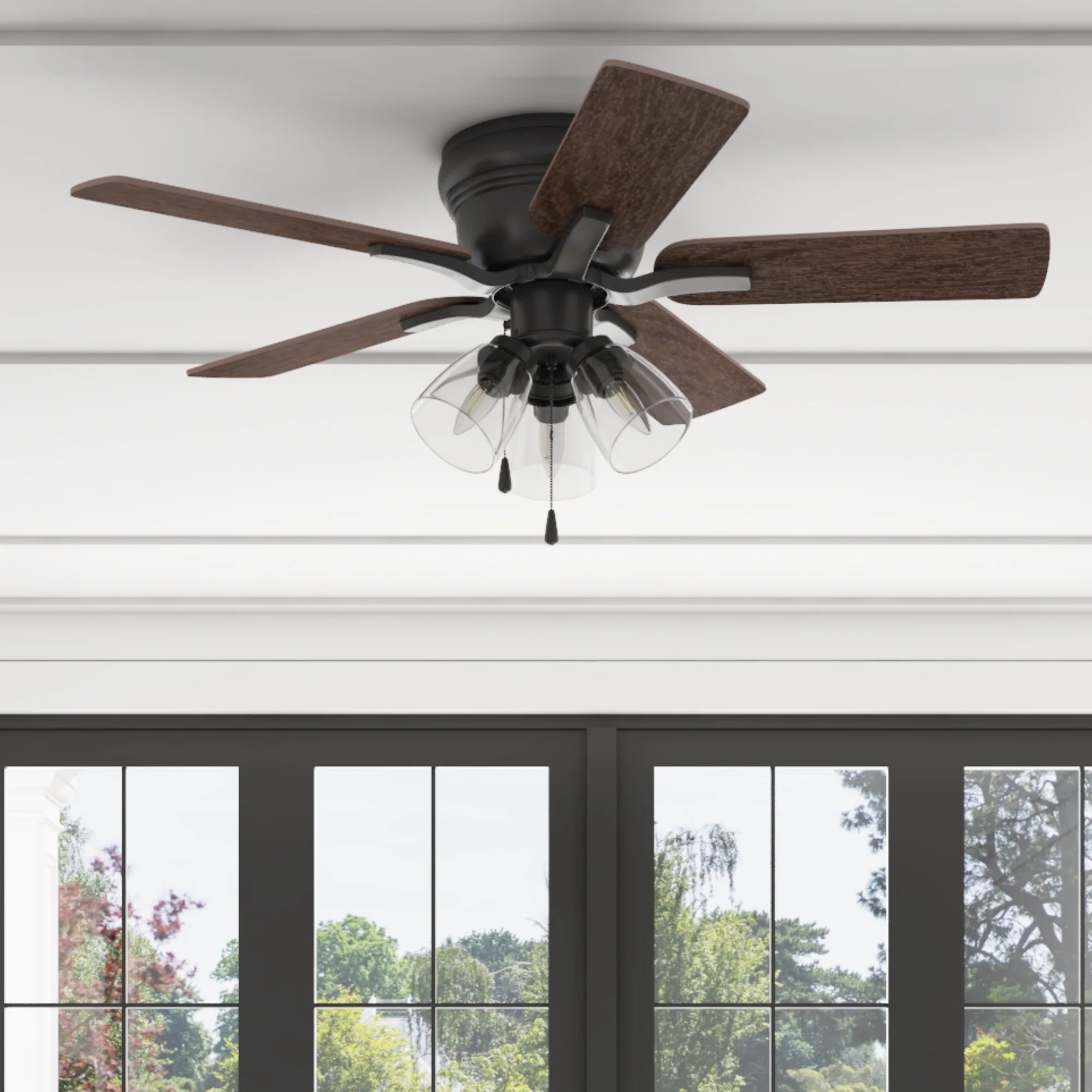 Better Homes & Gardens 42' Matte Black Indoor Ceiling Fan with Lights, 5 Blades, Pull Chain Control & Reverse Airflow