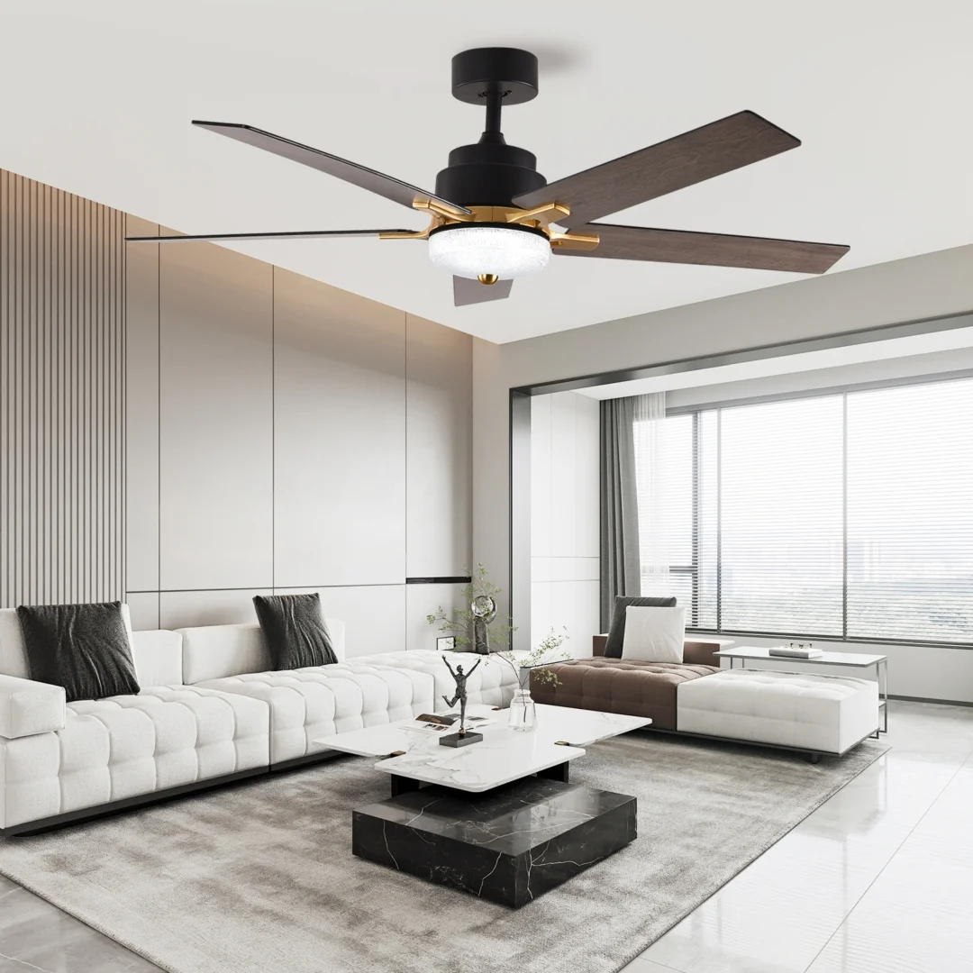 Bright Corners 52 Inch Downrod Ceiling Fans with Lights Remote Control for Bedroom (Set of 2)