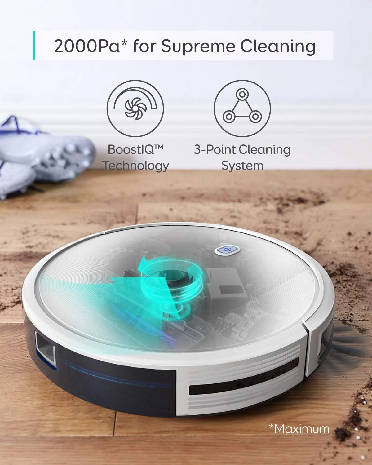 eufy BoostIQ RoboVac 11S MAX, Robotic Vacuum Cleaner, 2000Pa Suction, Quiet, Self-Charging, White