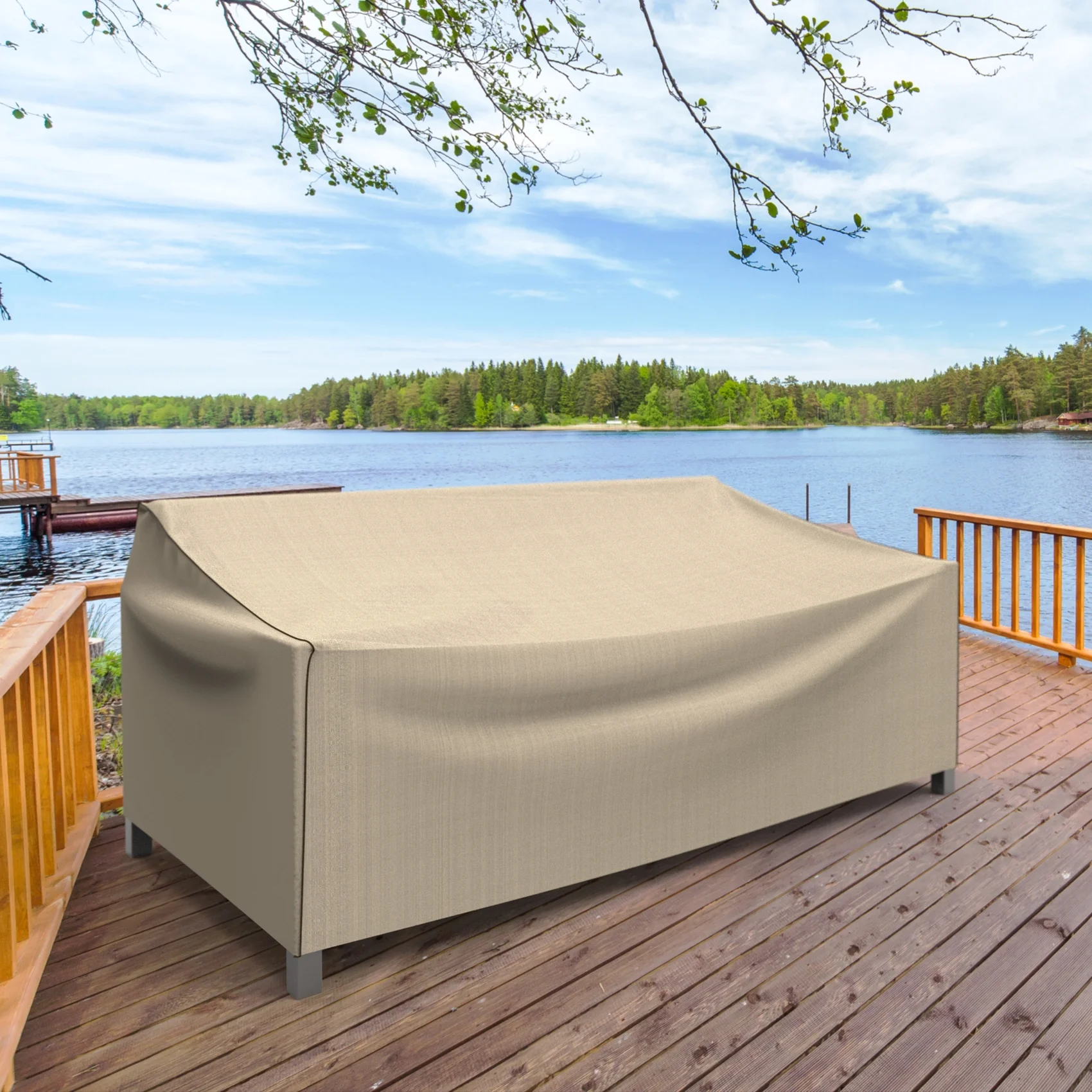 Budge 79'Wx37'L Black Ivory Patio Sofa Cover, StormBlock? Mojave