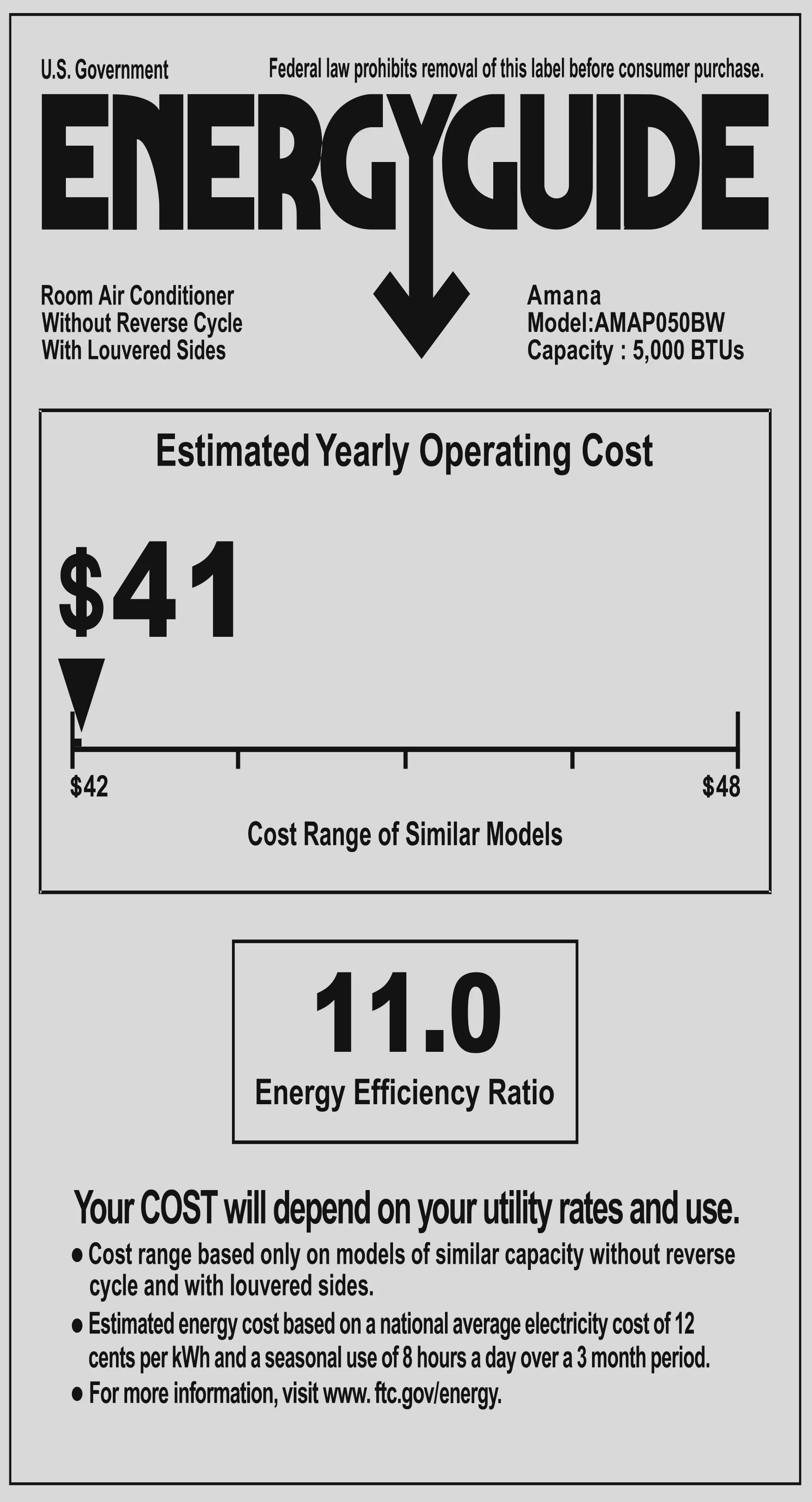 Amana 5,000 BTU 115V Window-Mounted Air Conditioner with Mechanical Controls