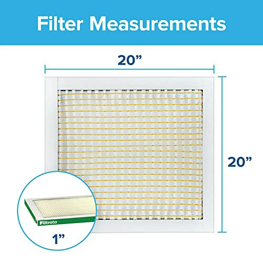 Filtrete 20x20x1 Air Filter .. MPR 700 MERV 8, .. Dust, Pollen, & Pet .. Dander, 4-Pack (exact dimensions .. 19.88x19.88x0.78)
