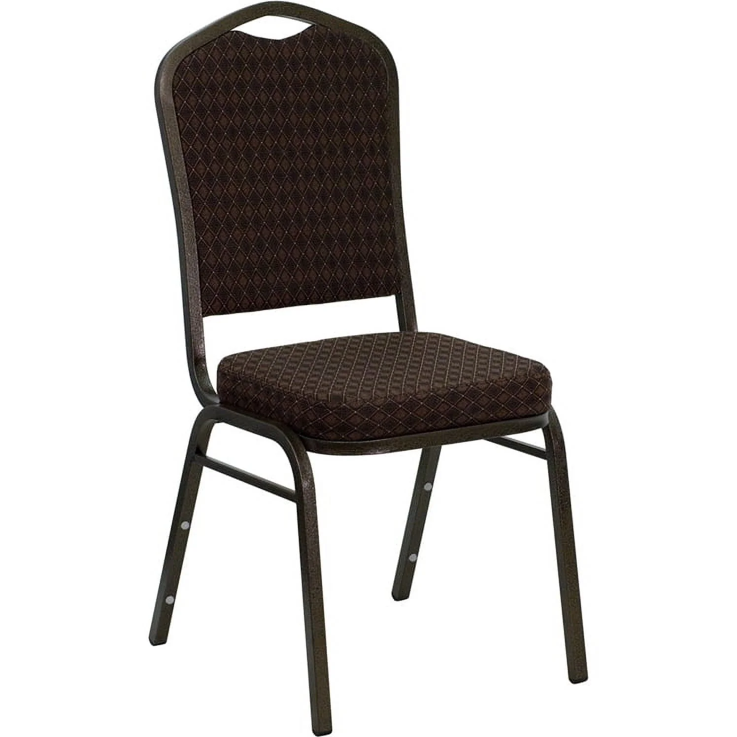 Flash Furniture HERCULES Series Crown Back Stacking Banquet Chair in Brown Patterned Fabric - Gold Vein Frame
