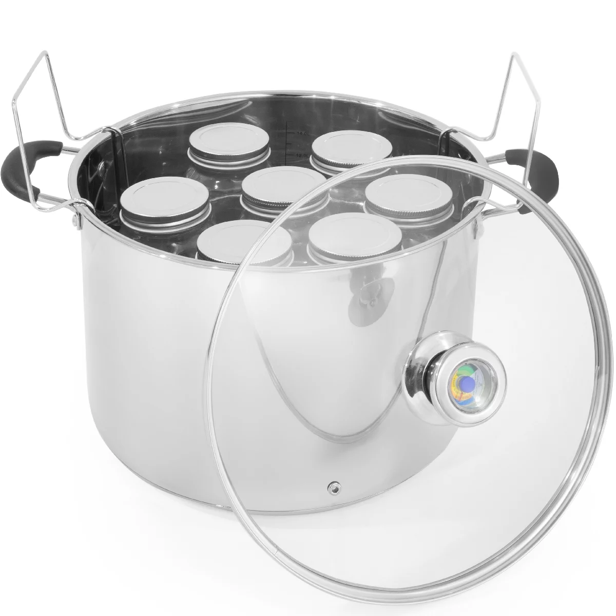 Barton 20 Quart Canning Pot Water Bath Canner Pasta Cooker Temp Indicator 7Pcs 16oz Jar Rack