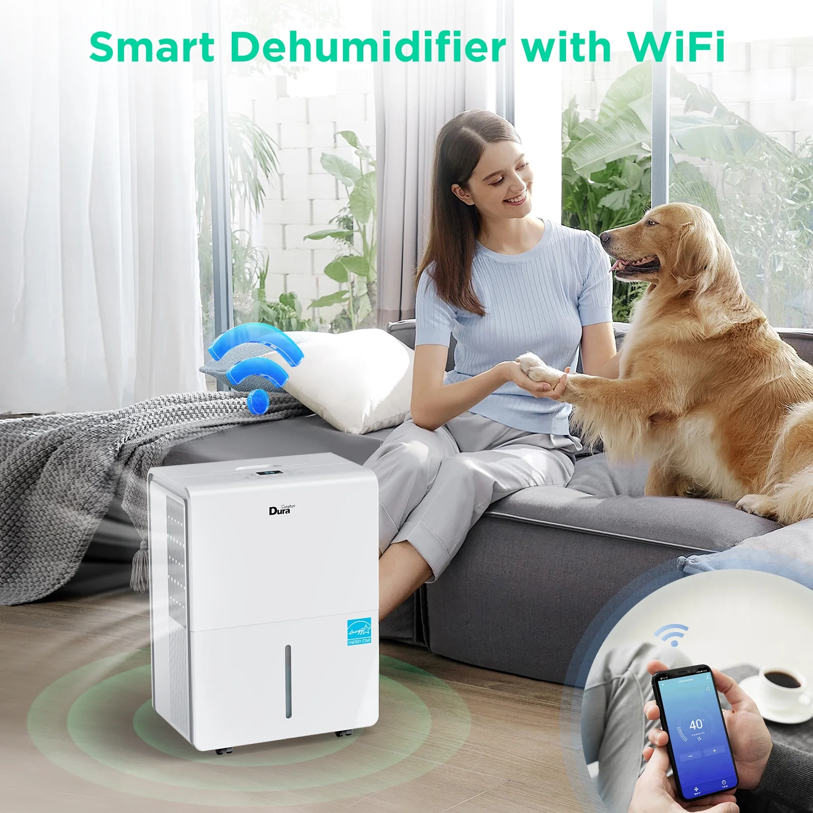 Dehumidifier for Basement with Pump,Up to 4500 Sq.ft Large Rooms 50 Pints(70 Pints previous) with WIFI