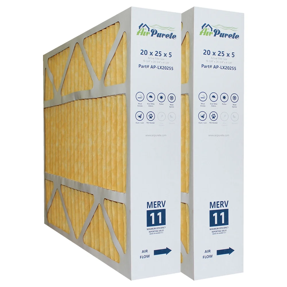 AirPurete Furnace Filters AP-LX20255 | Actual size : 19-3/4' x 24-3/4' x 4-3/8' | Nominal size : 20x25x5 | PACK OF 2 FILTERS | Replacement for Lennox X6673, X6675, 19L17