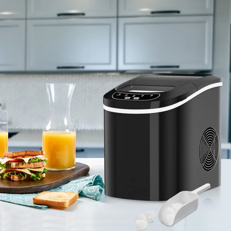 Canddidliike Mini Portable Compact Electric Ice Maker Machine-Black, Electric Portable Compact Countertop Automatic Ice Cube Maker Machine for Home/Kitchen/Office
