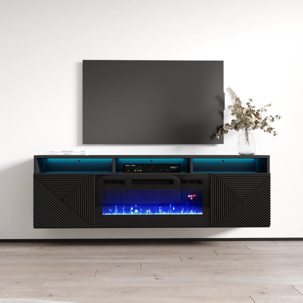 Giza BL-EF Floating Fireplace TV Stand for TVs up to 70
