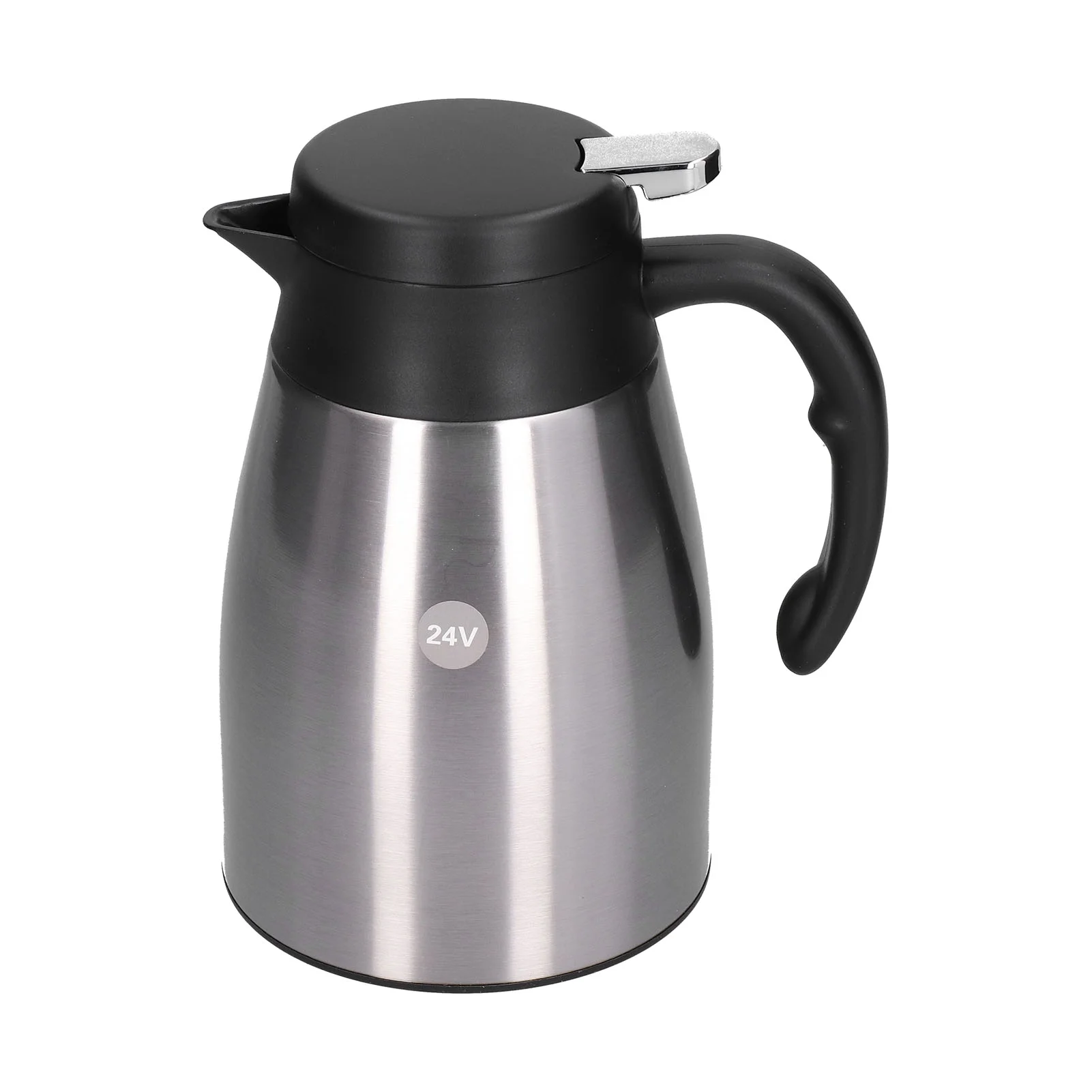 24V 1200ml Car Water Heater Pot with Base Portable Stainless Steel Electric Kettle Pot for Truck CarWhite