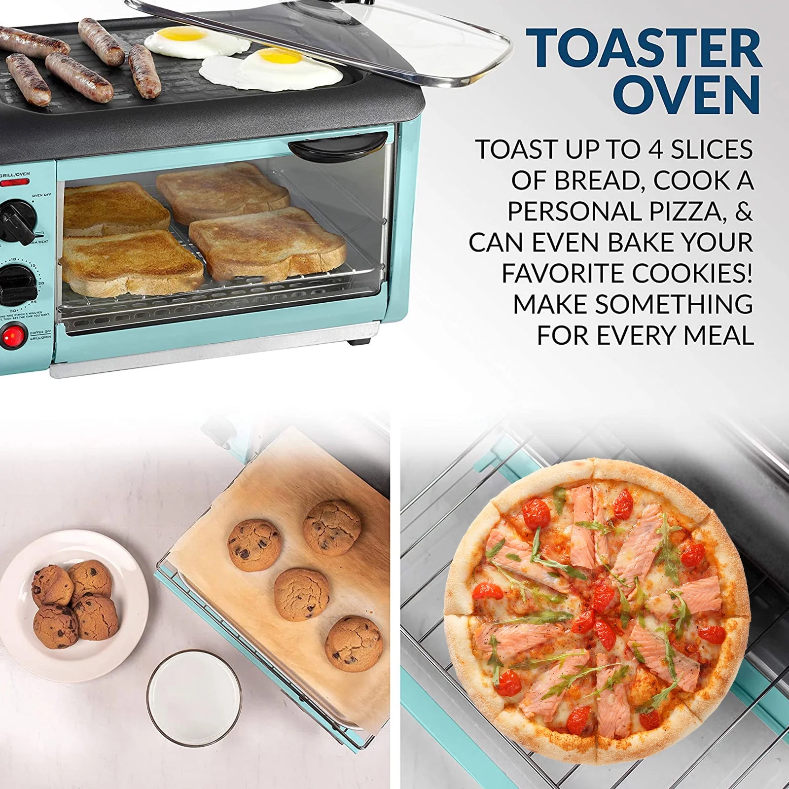 3-In-1 Breakfast Station - Coffee Maker, Toaster Oven and Electric Griddle Combo