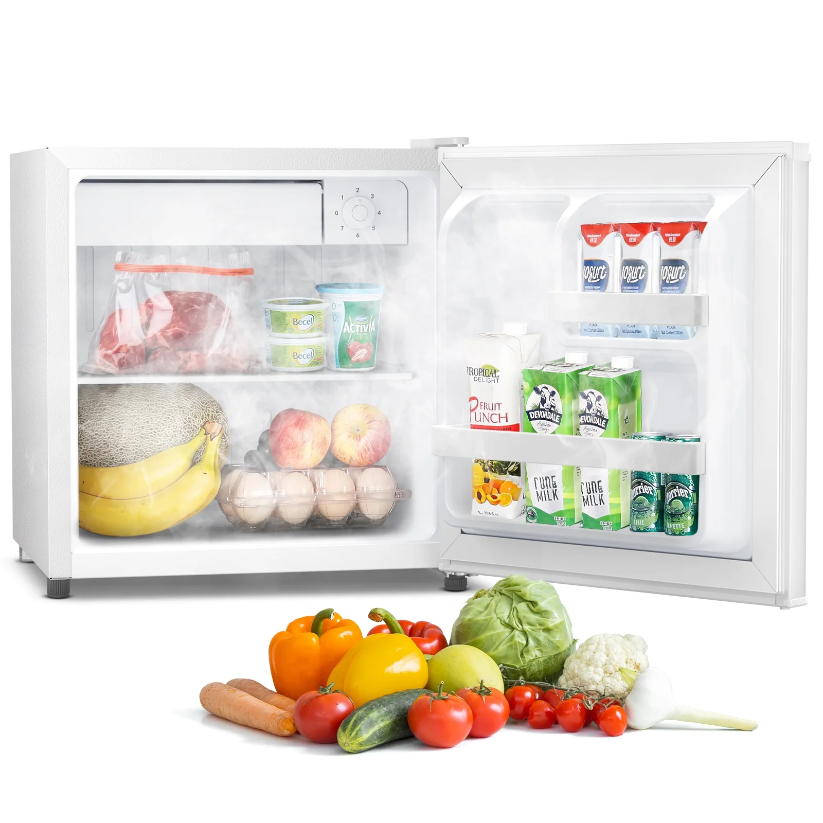 KISSAIR 1.7 cu.ft. Compact Refrigerator Mini Fridge, Retro Style, Low Noise & Energy Saving, Adjustable Temperature, Perfect for Kitchen/Office/Apartment/Dormitory-Silver