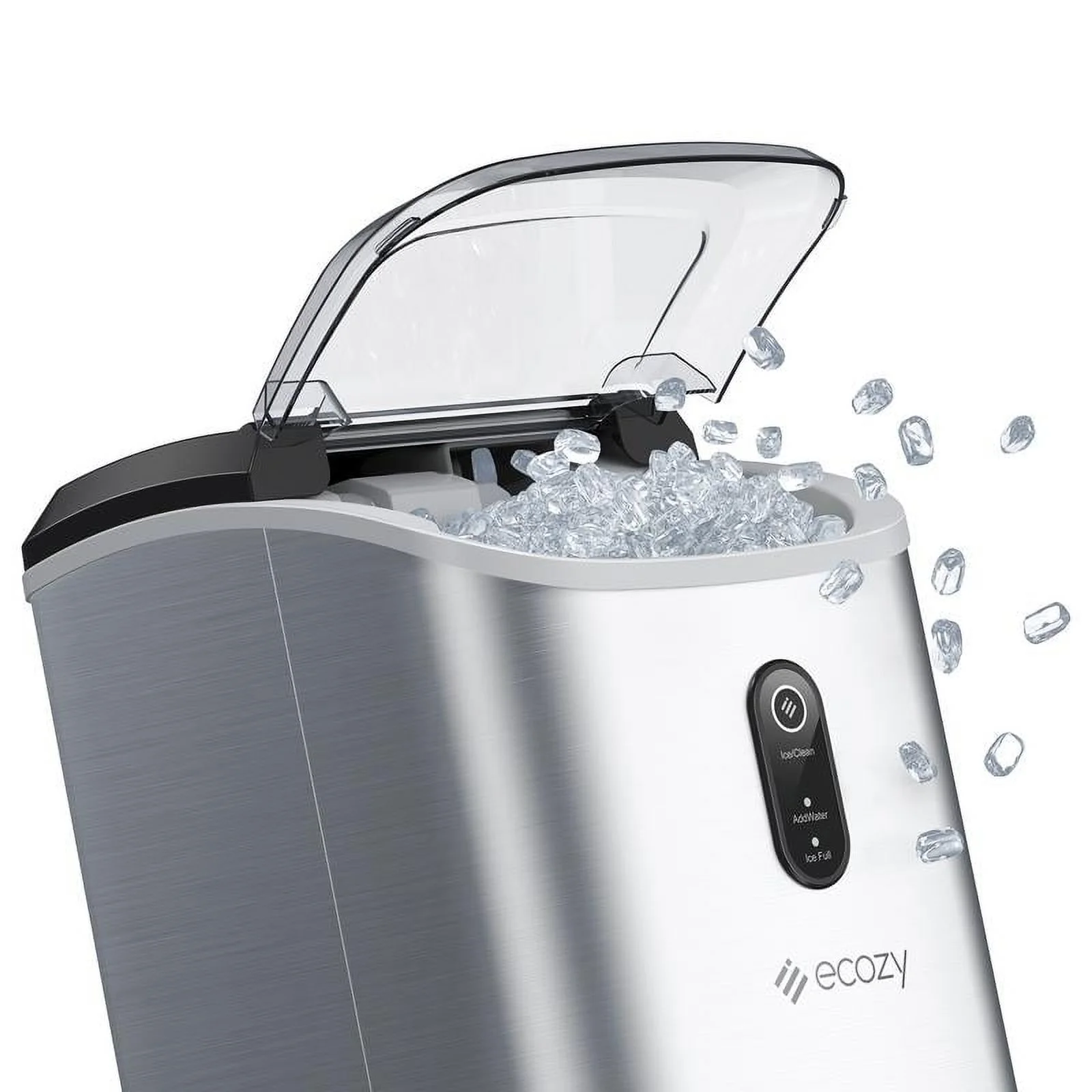 Ice Maker, Nugget Sonic Ice Maker Countertop - Chewable Pellet Ice Cubes, 33 lbs Daily Output, Stainless Steel Housing, Self-Cleaning Ice Machine with Ice Bags for Parties, Kitchen, Bar,