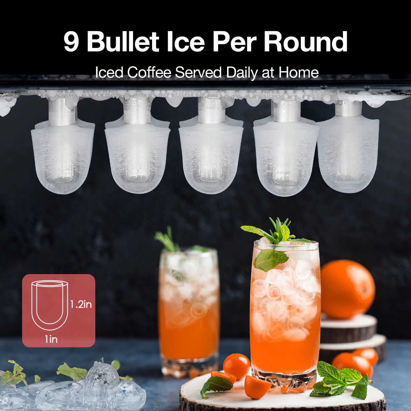 Fornido Countertop Ice Maker Portable Ice Machine with Handle, Self-Cleaning Ice Makers, 26Lbs/24H, 9 Ice Cubes Ready in 6 Mins, S/L Bullet Ice (Red)