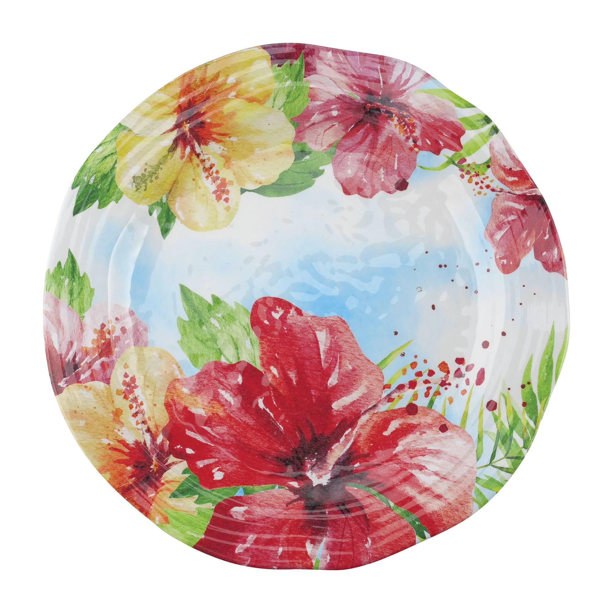 Gourmet Art 16-Piece Hibiscus Heavyweight and Durable Melamine Dinnerware Set, Service for 4. Includes Dinner Plates, Salad Plates, Dessert Plates and Bowls. for Everyday Use.