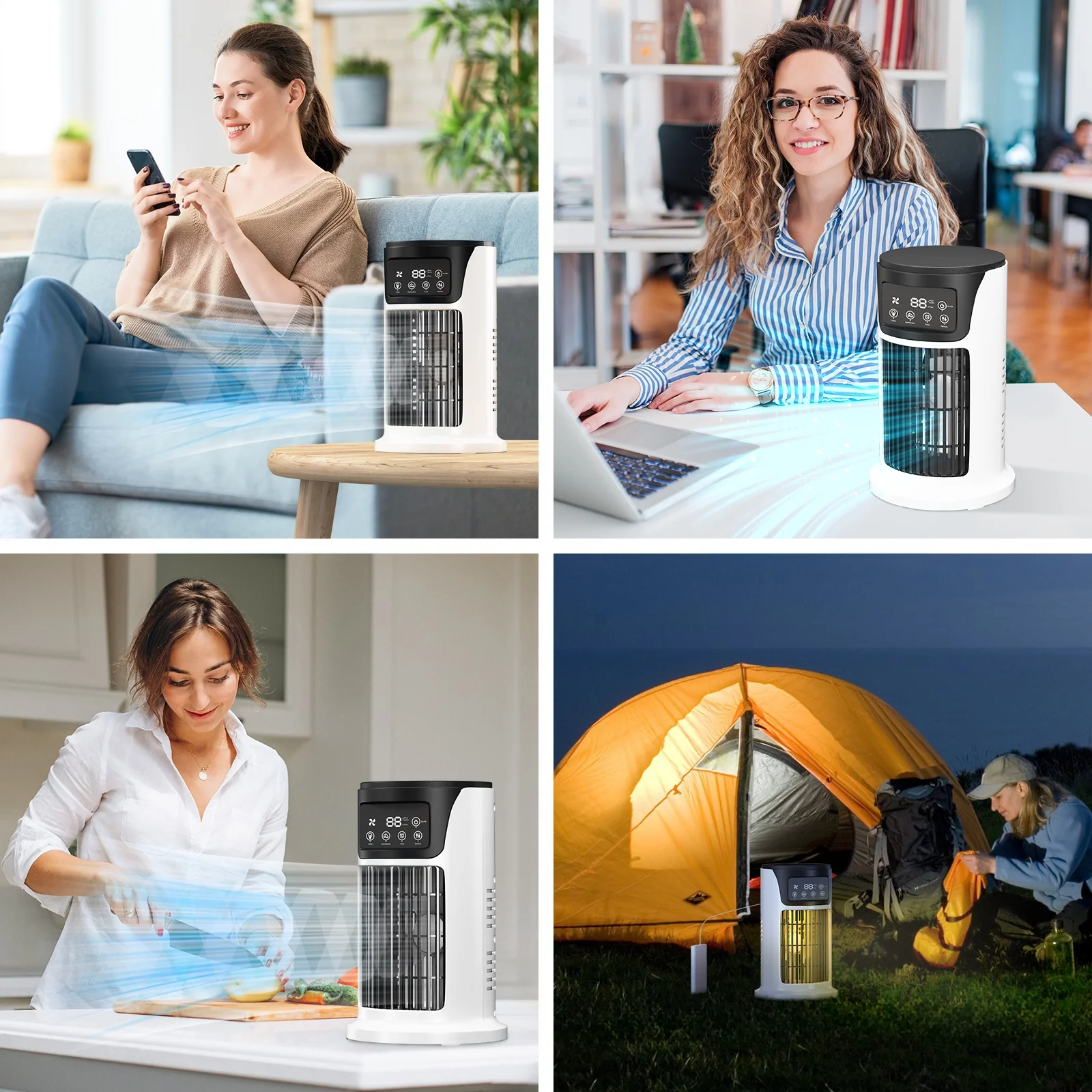 Evolux Portable Cooler Multi-function Fan with Quick Cooling and 7 Colors Light