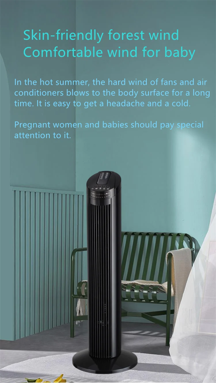 Homlixry Tower Fan, 29 Inch Bladeless Fan, 90�� Oscillating Fan, Quiet Floor Fan, w/ 4H Timer, 3 Speeds 3 Modes, Standing Fans for Home Living Room Office