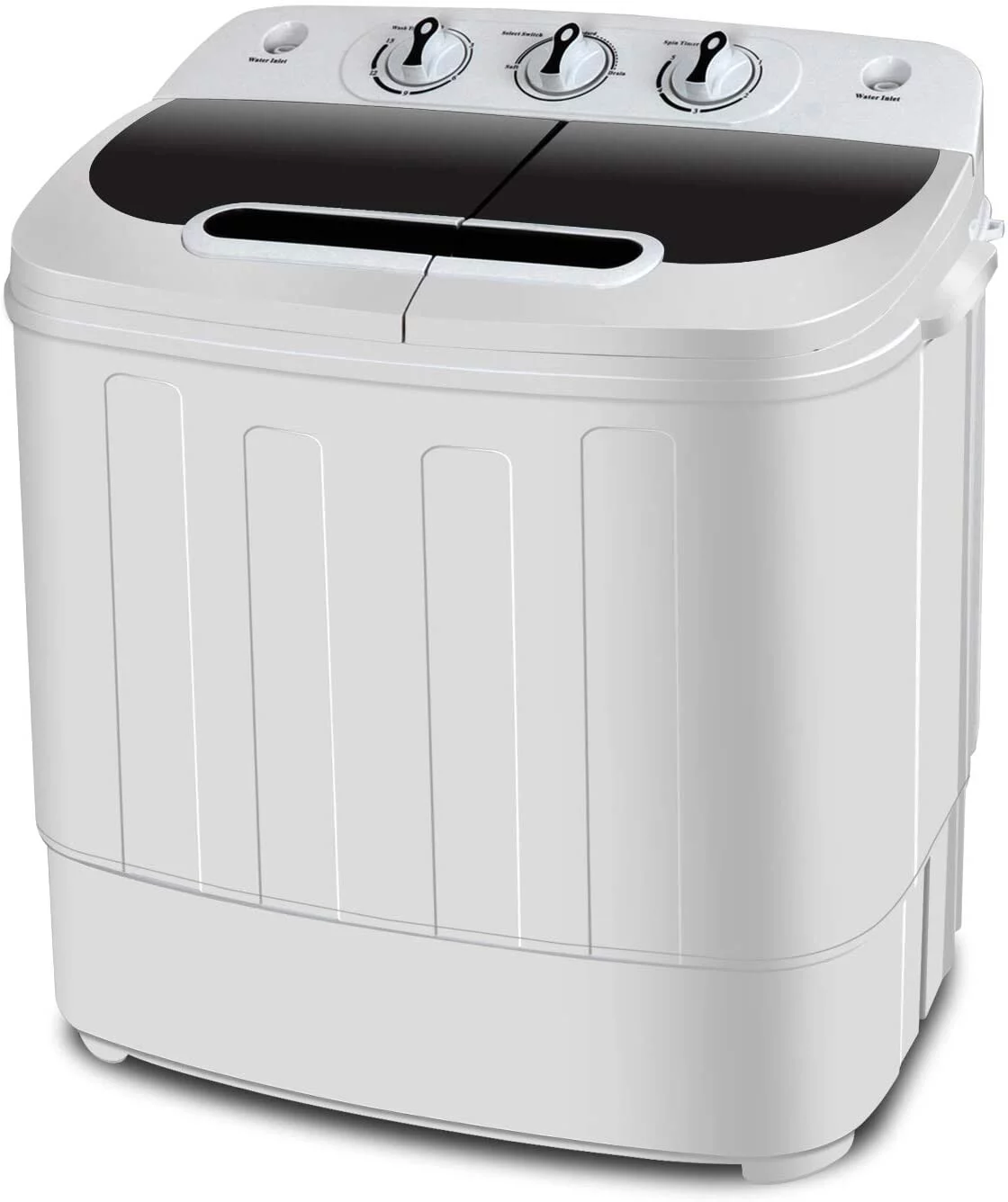 HomGarden 13lbs 2 in1 Compact Top-Load Washing Machine, Mini Twin Tub W/Wash & Spin Dry Cycle, White