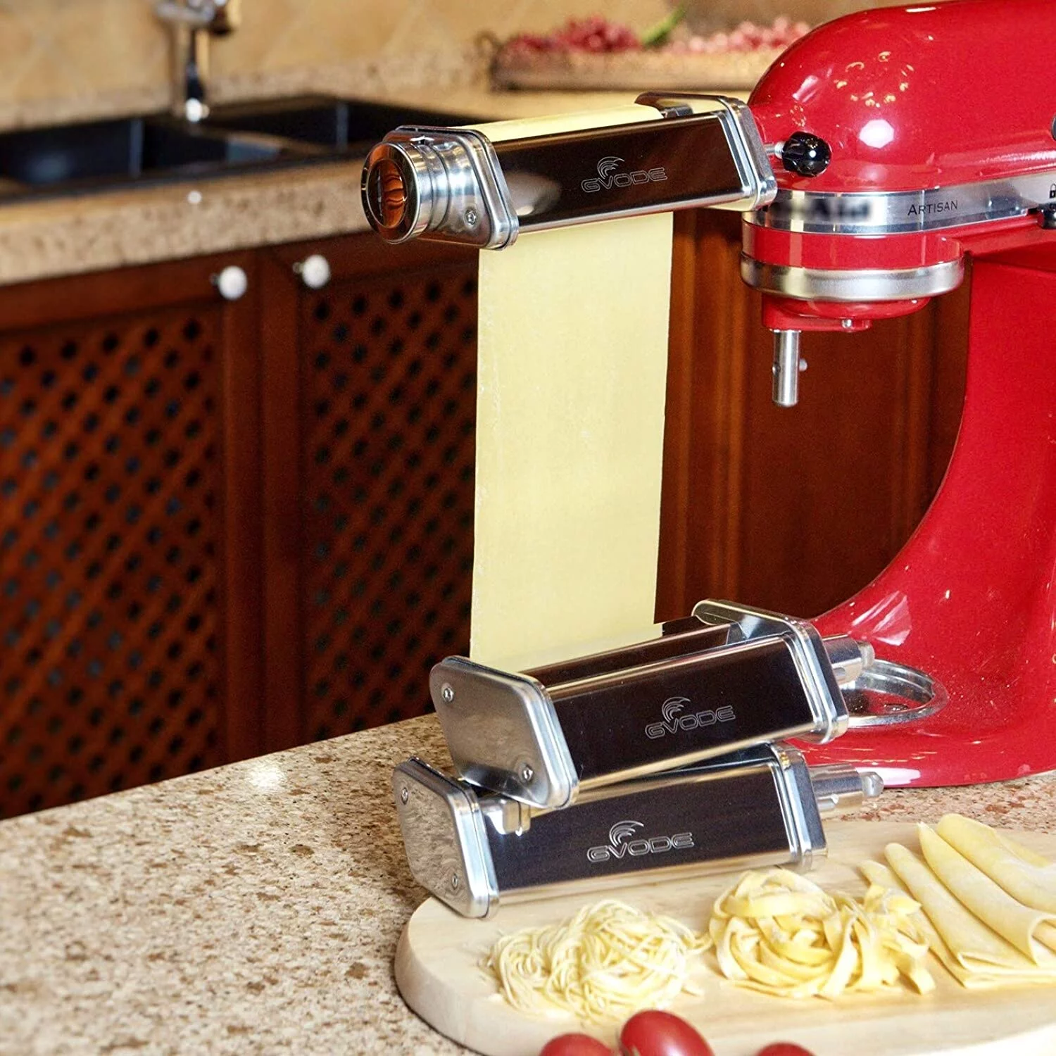 Gvode 3-Piece Pasta Roller & Cutter Set Attachment for KitchenAid Stand Mixers Pasta Maker Accessory